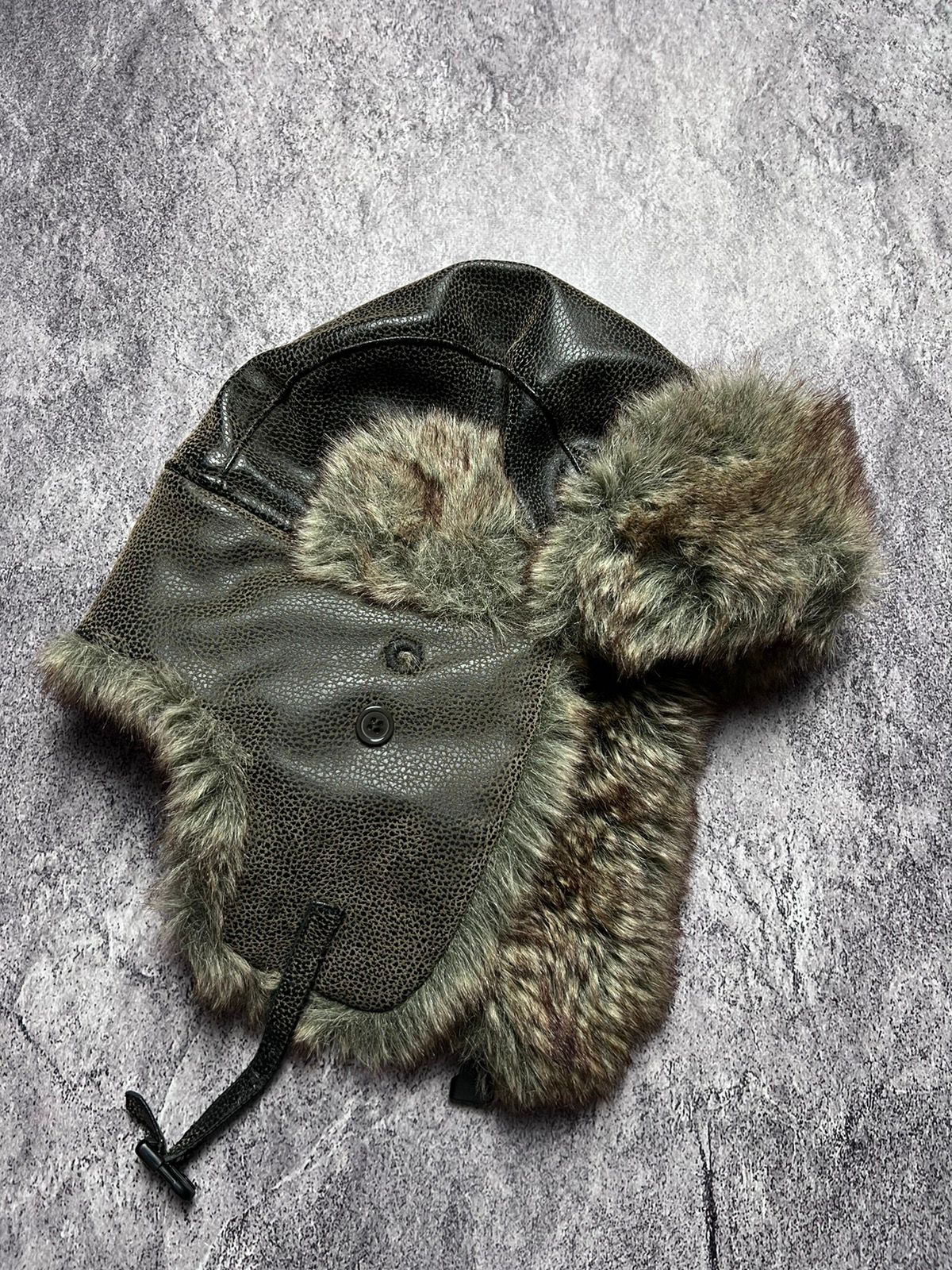 Pre-owned Vintage Y2k Faux Fuzzy Leather Japan Avant Garde Style Trapper Hat In Brown