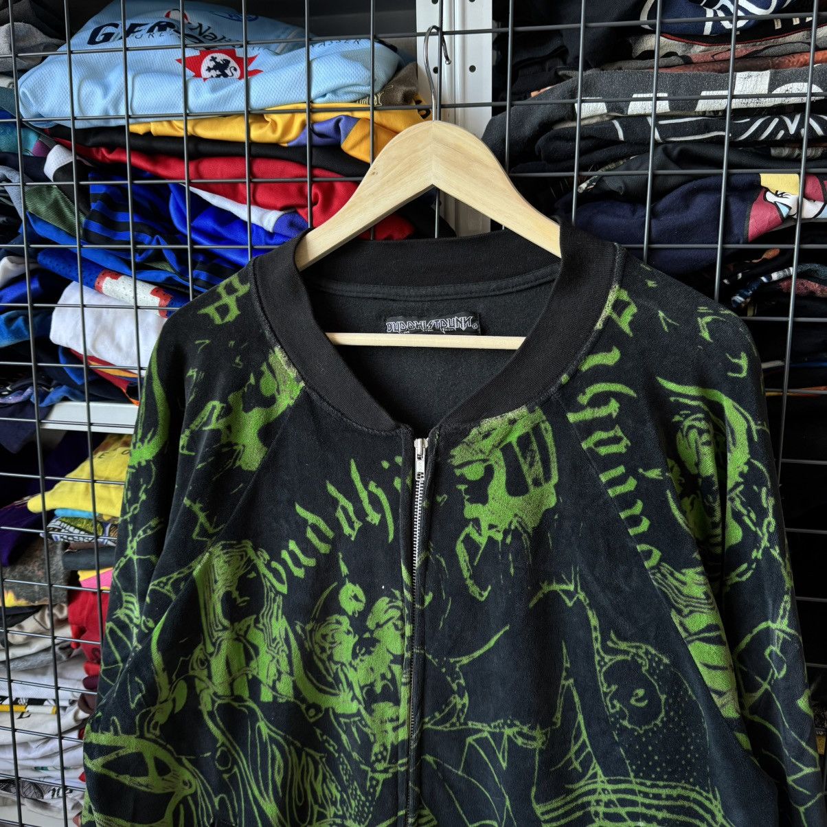 Vintage Buddhist Punk Motorhead Velours Bomber Jacket Size US XL / EU 56 / 4 - 4 Thumbnail