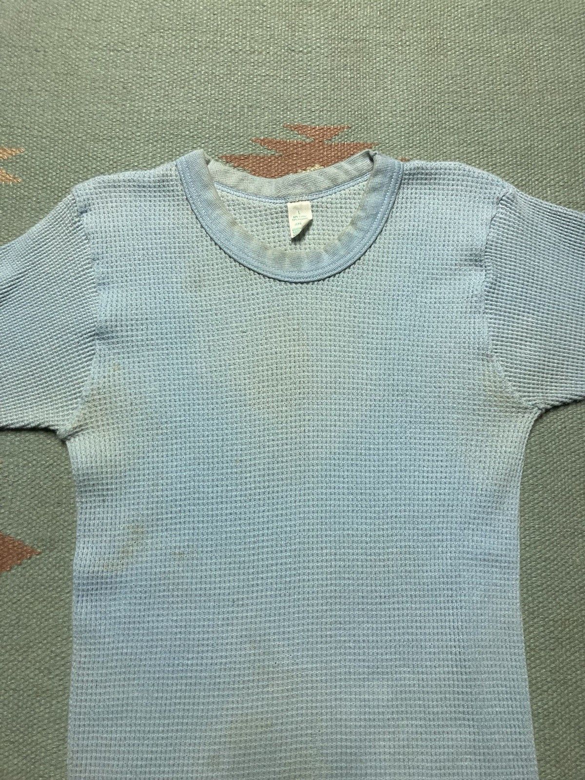 Vintage 70s waffle knit thermal shirt JCPenney light blue women’s L Size L / US 10 / IT 46 - 3 Thumbnail