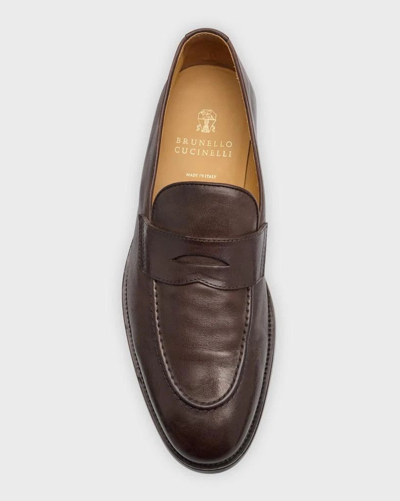 Brunello Cucinelli o1w1db10725 Leather Penny Loafer in Dark Brown Size US 9 / EU 42 - 4 Thumbnail