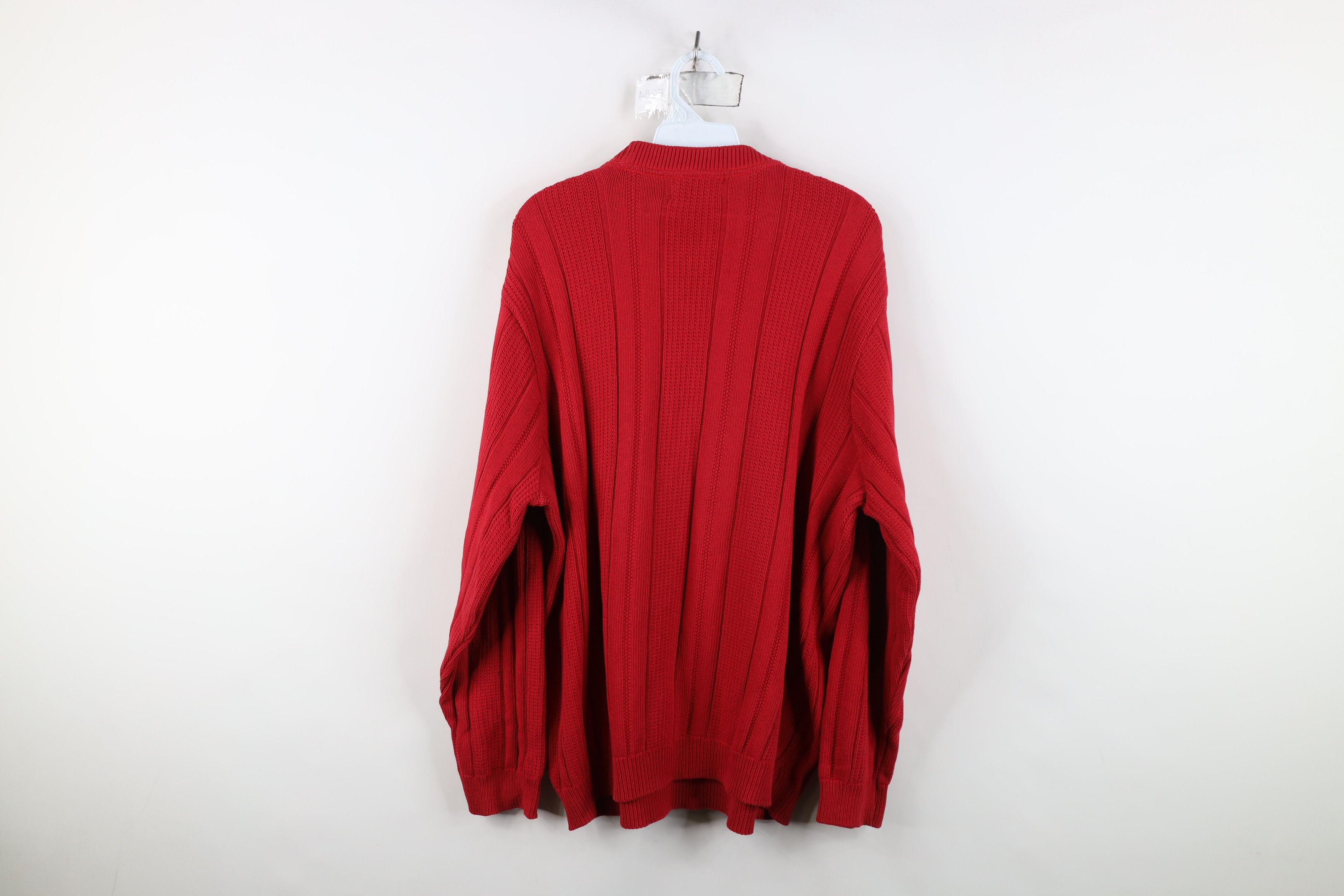 Vintage Vintage 90s Streetwear Ribbed Knit Crewneck Sweater Red Size US L / EU 52-54 / 3 - 11 Thumbnail