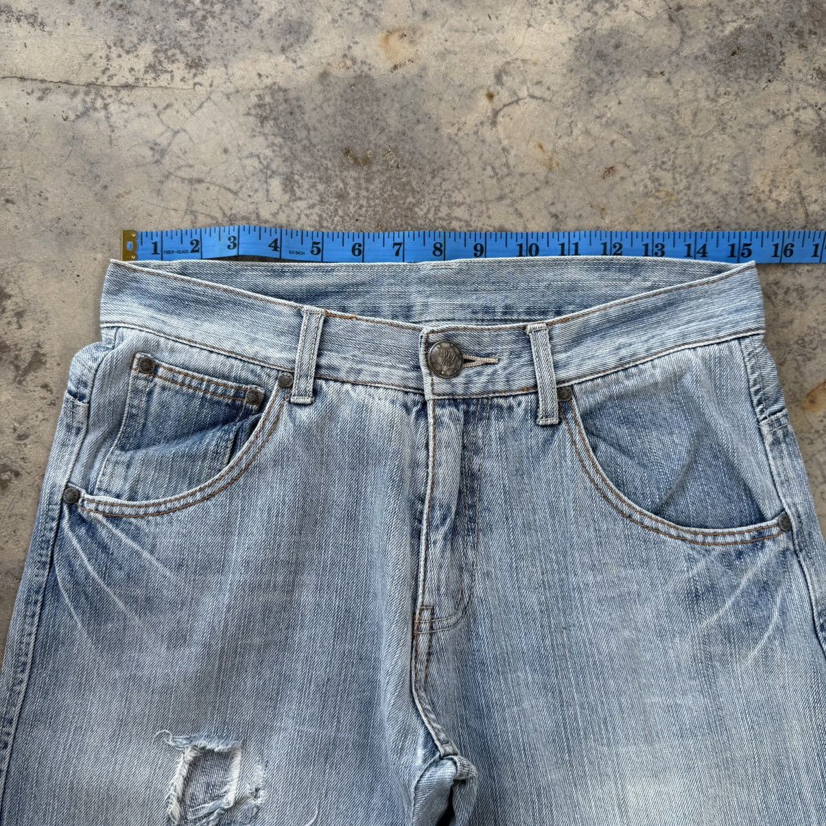 VINTAGE PINK LATTE DISTRESSED JEAN DENIM PANTS