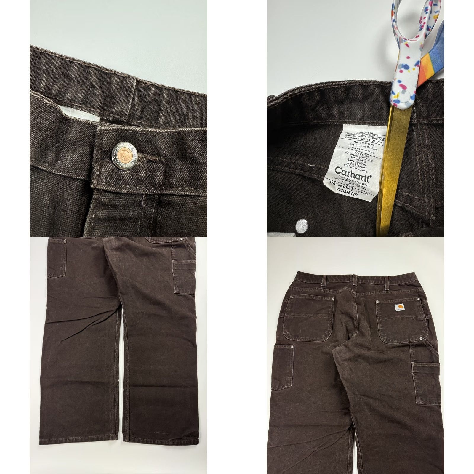 Carhartt VINTAGE Carhartt Pants Women’s Size 18 X 30 Brown Canvas Work Double Knee Relaxed 29 Inseam Men/Women? (Note: For compliance, I cannot add new info.) Size 24" / US 00 / IT 34 - 9 Thumbnail