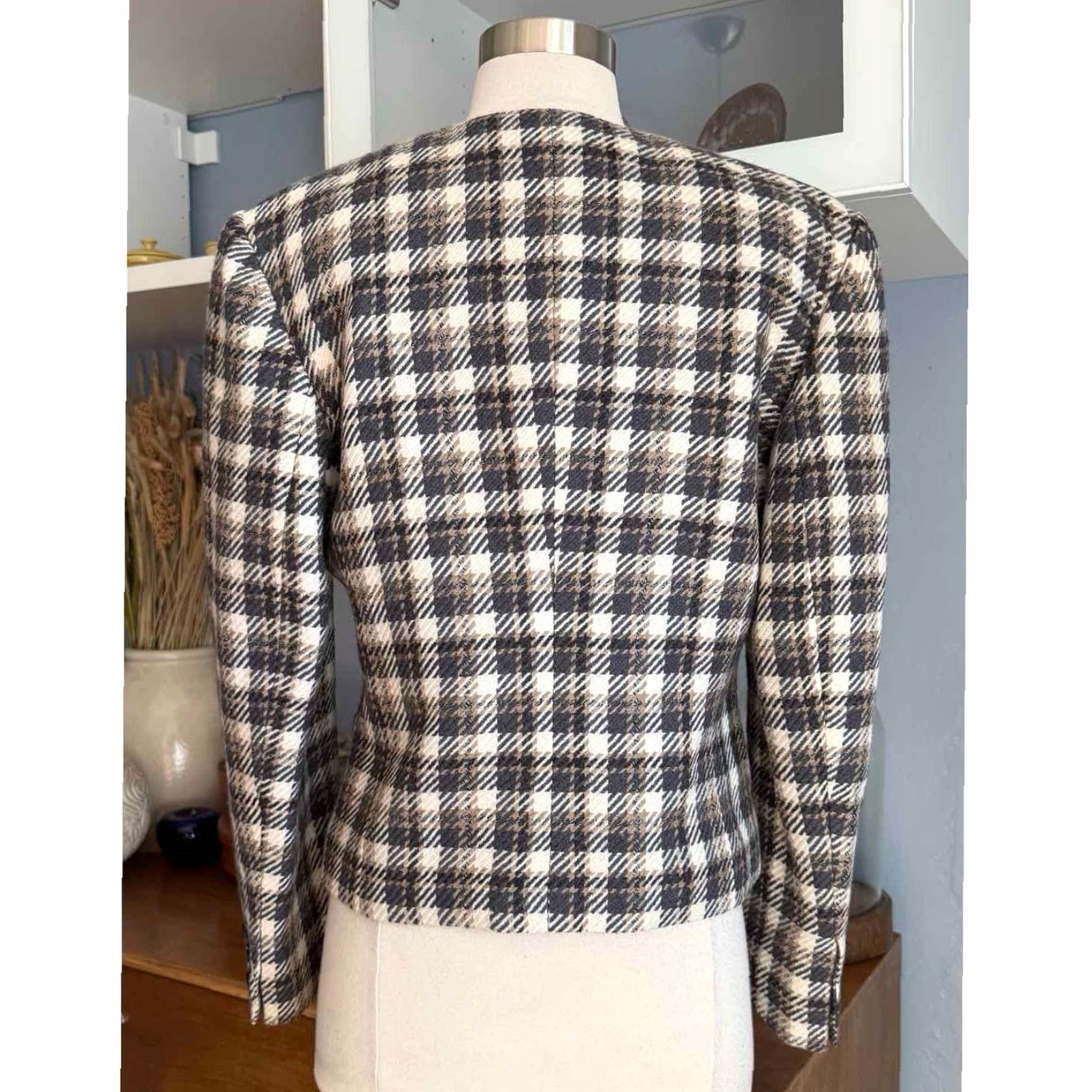 Louis Feraud VINTAGE Louis Féraud Blazer Jacket Wool Double-Breasted Plaid Check Womens Size 8 Size M / US 6-8 / IT 42-44 - 5 Thumbnail