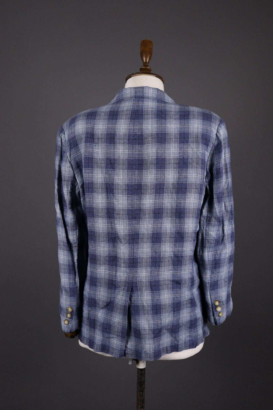 L.L. Bean L.L. Bean Petite Blue Check 100% Linen Blazer Jacket Size Size M / US 6-8 / IT 42-44 - 5 Thumbnail