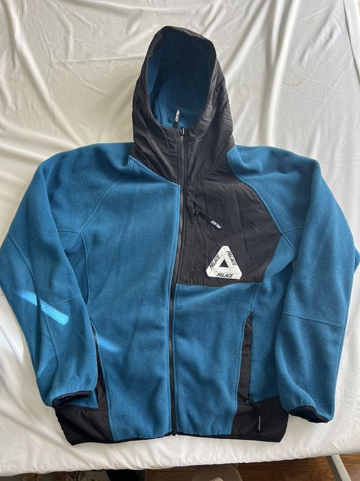 Palace Polartec full zip hooded fleece jacket in royal blue | Grailed