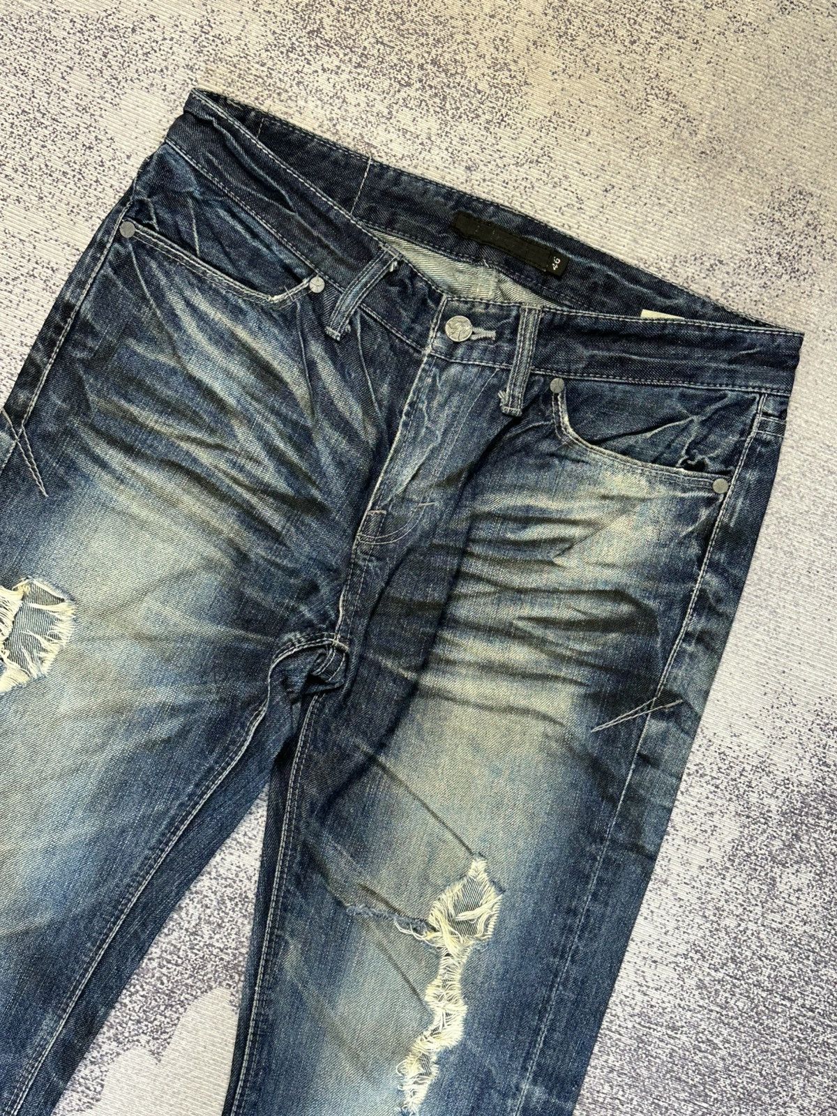 GOSTAR DE FUGA 2000s FUGA Flare Stone Washed Distressed Denim Jeans Size US 31 - 4 Thumbnail