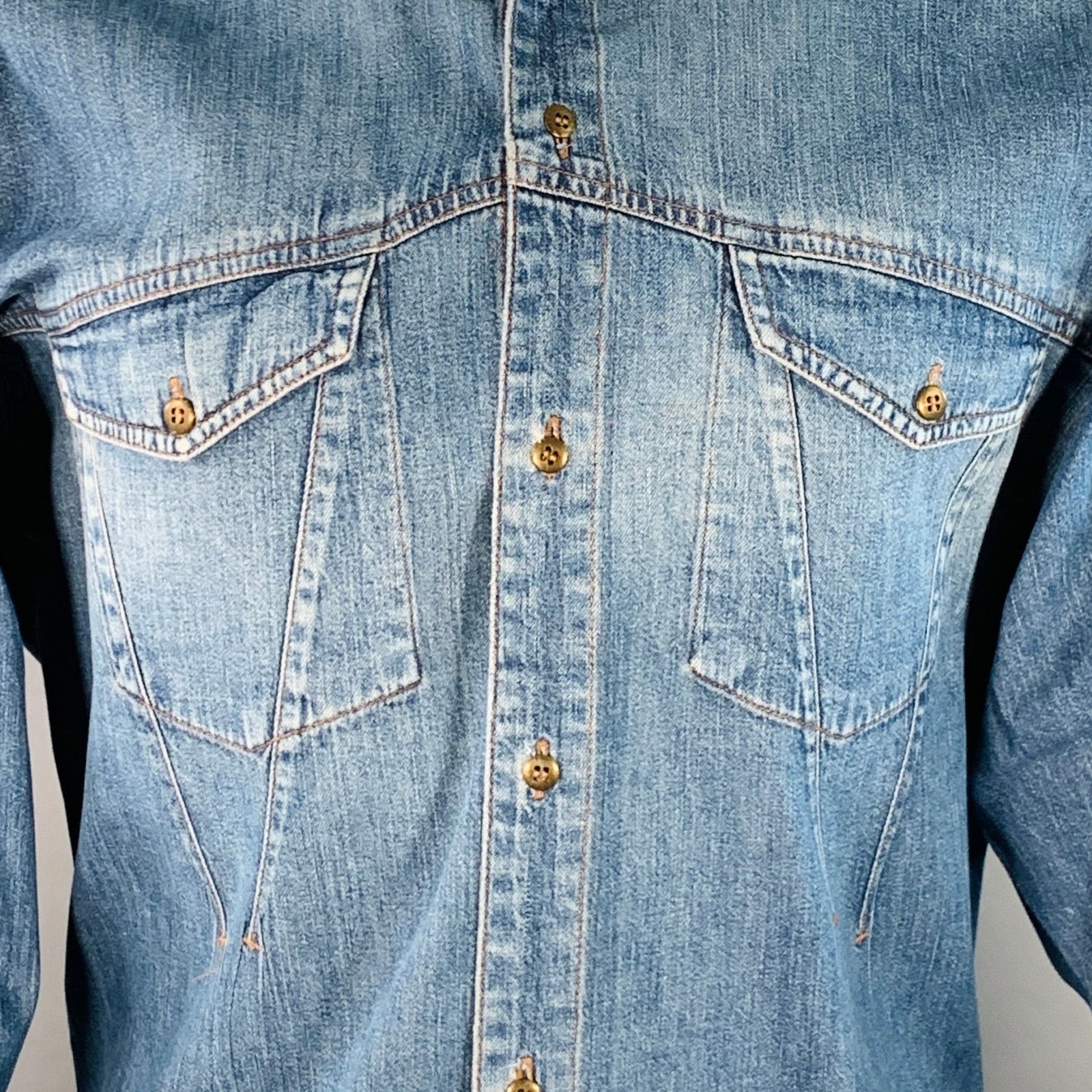 Marithe + Francois Girbaud Vintage Size S Blue Cotton Denim Long Sleeve Shirt Size US S / EU 44-46 / 1 - 2 Thumbnail