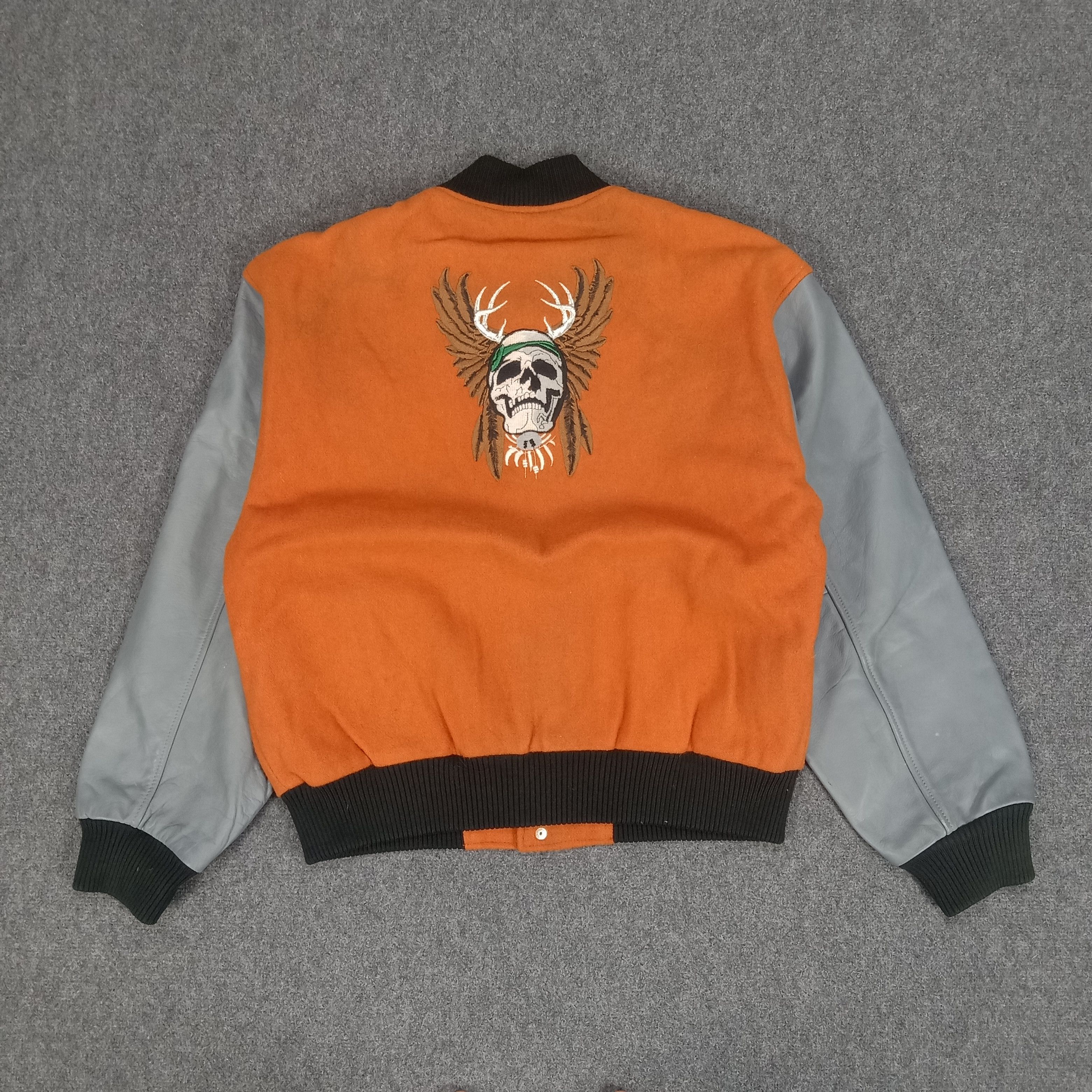Punk Skulls Japanese Style Embroidery Varsity Jacket