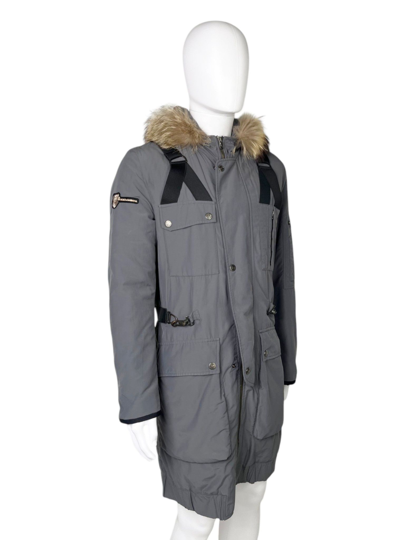 Dolce & Gabbana A/W 2003 Bondage Grey Technical Parka with Fur-Trimmed Hood Size US M / EU 48-50 / 2 - 3 Thumbnail