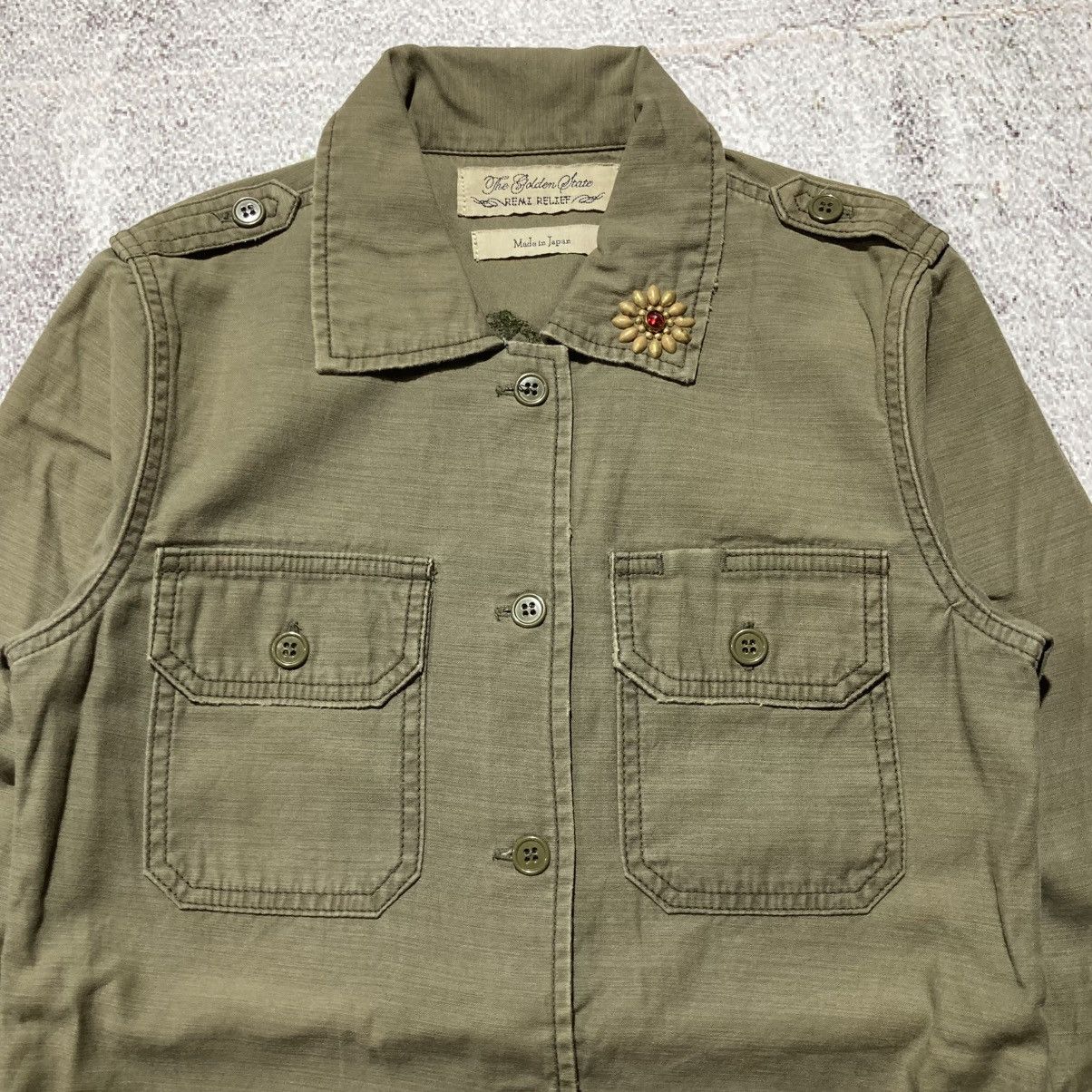 Japanese Brand 🇯🇵 Remi Relief Japan Workshirt Double Pocket Military Green Size US XS / EU 42 / 0 - 3 Thumbnail