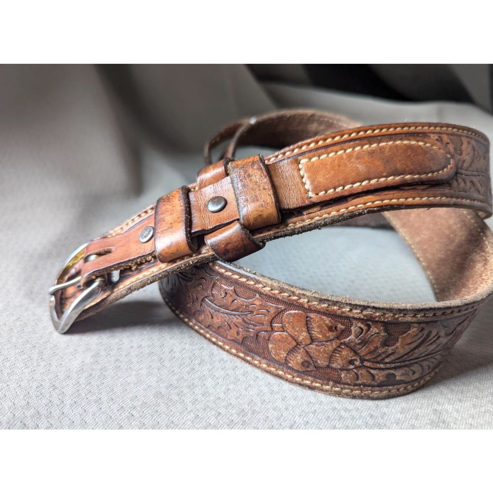 Vintage VINTAGE Textan belt 38 leather western Ranger Acorn buckle belt Mens Size 38 - 6 Thumbnail