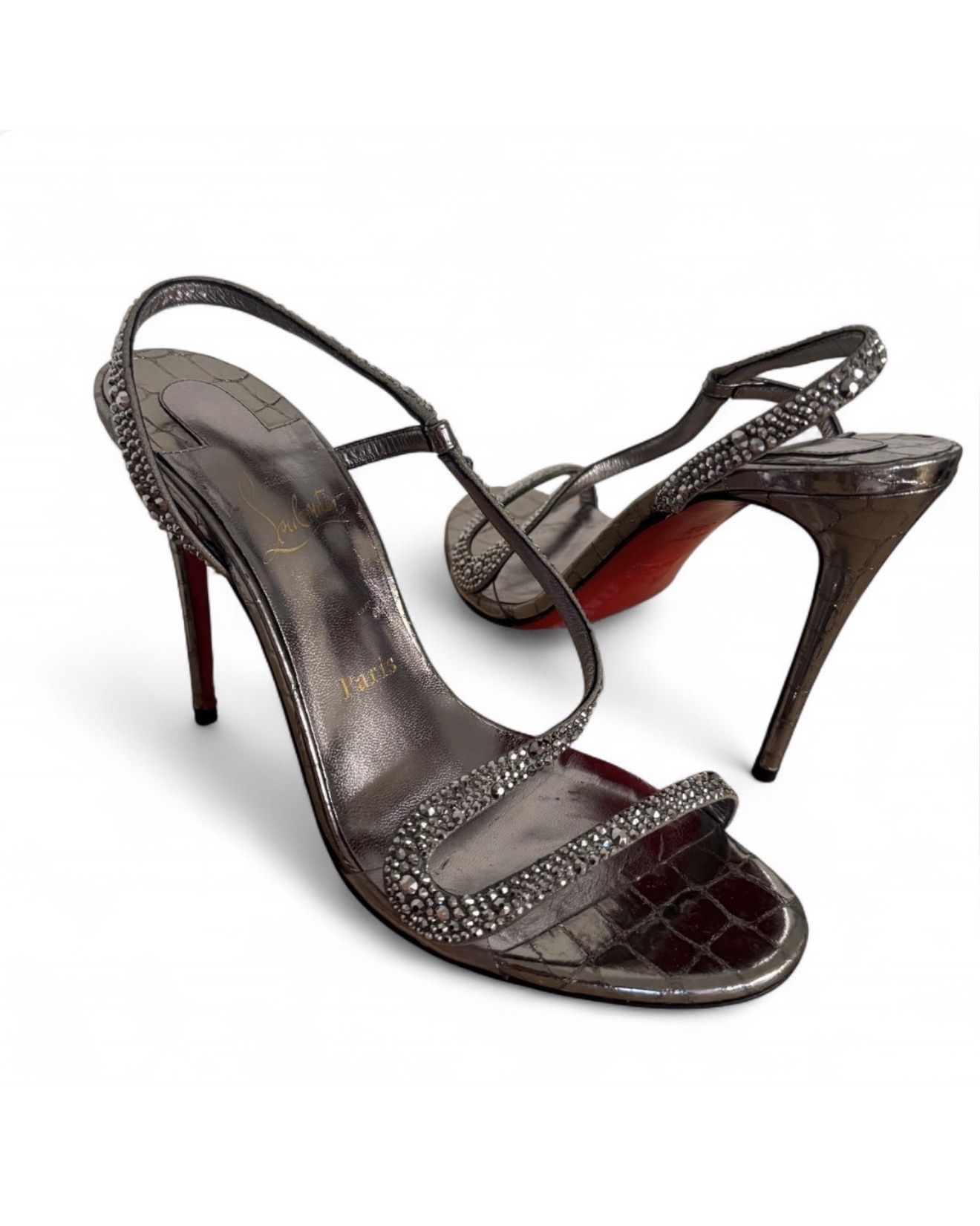 Christian Louboutin Christian Louboutin Rhinestone Metallic Heel Sandals Size US 8.5 / IT 38.5 - 2 Thumbnail