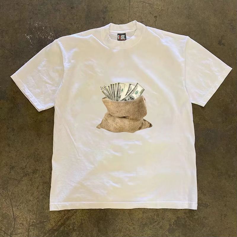 Japanese Brand × Vintage White casual retro cash print loose t-shirt Size US M / EU 48-50 / 2 - 1 Thumbnail