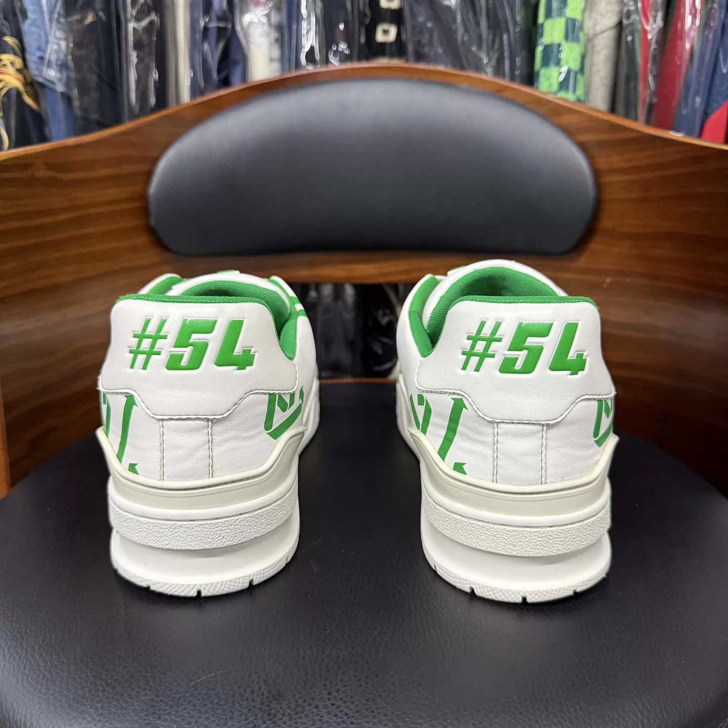 Louis Vuitton LV Trainer White Green Full Print 7/41 Lightly Used Size US 8 / EU 41 - 3 Thumbnail