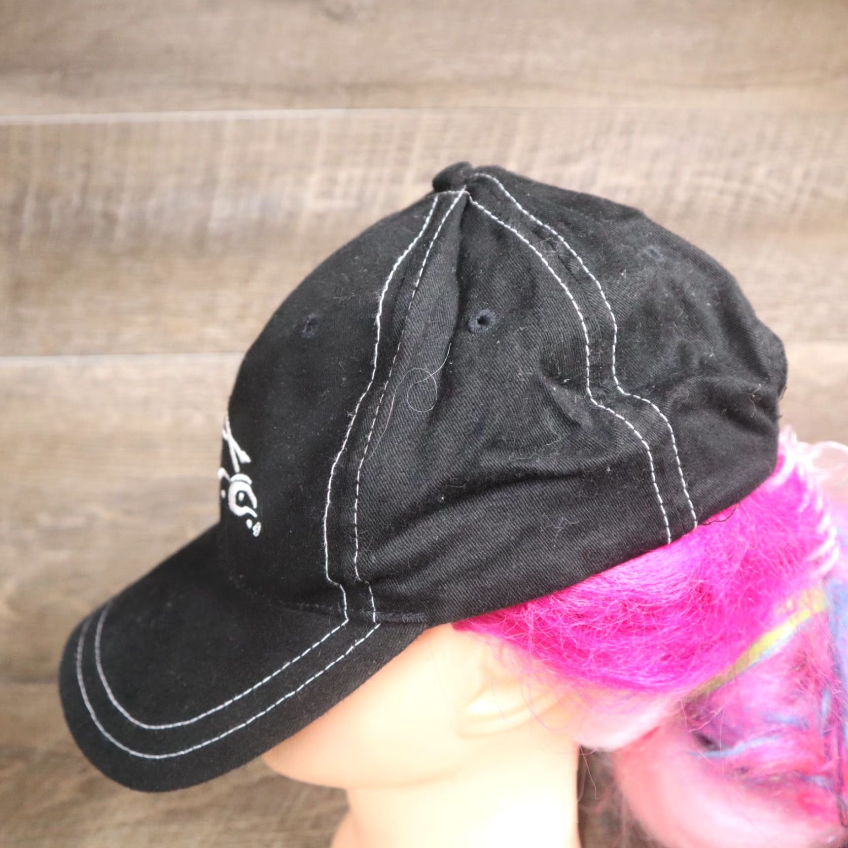 Vintage BLACK MOTORCYCLE HAT Adjustable Strapback Unisex Adult Golf Theme Size ONE SIZE - 4 Thumbnail