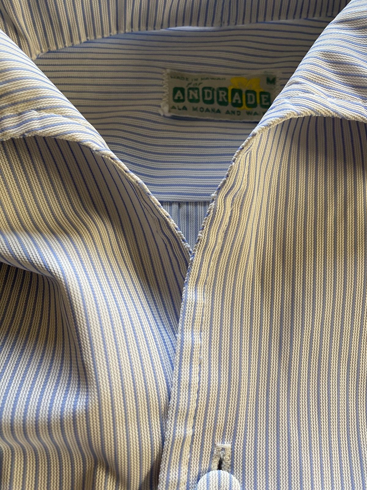 Vintage Vintage 50’s Andrade Pinstripe Pineapple Embroidery Hawaiian Size US M / EU 48-50 / 2 - 16 Thumbnail