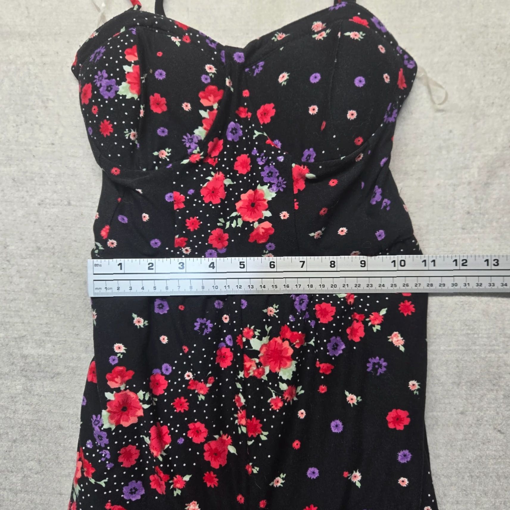 Vintage No Boundries Black Floral Romper Jumpsuit Built In Bra Adult Women’s XS 1 Size 28" / US 6 / IT 42 - 5 Thumbnail