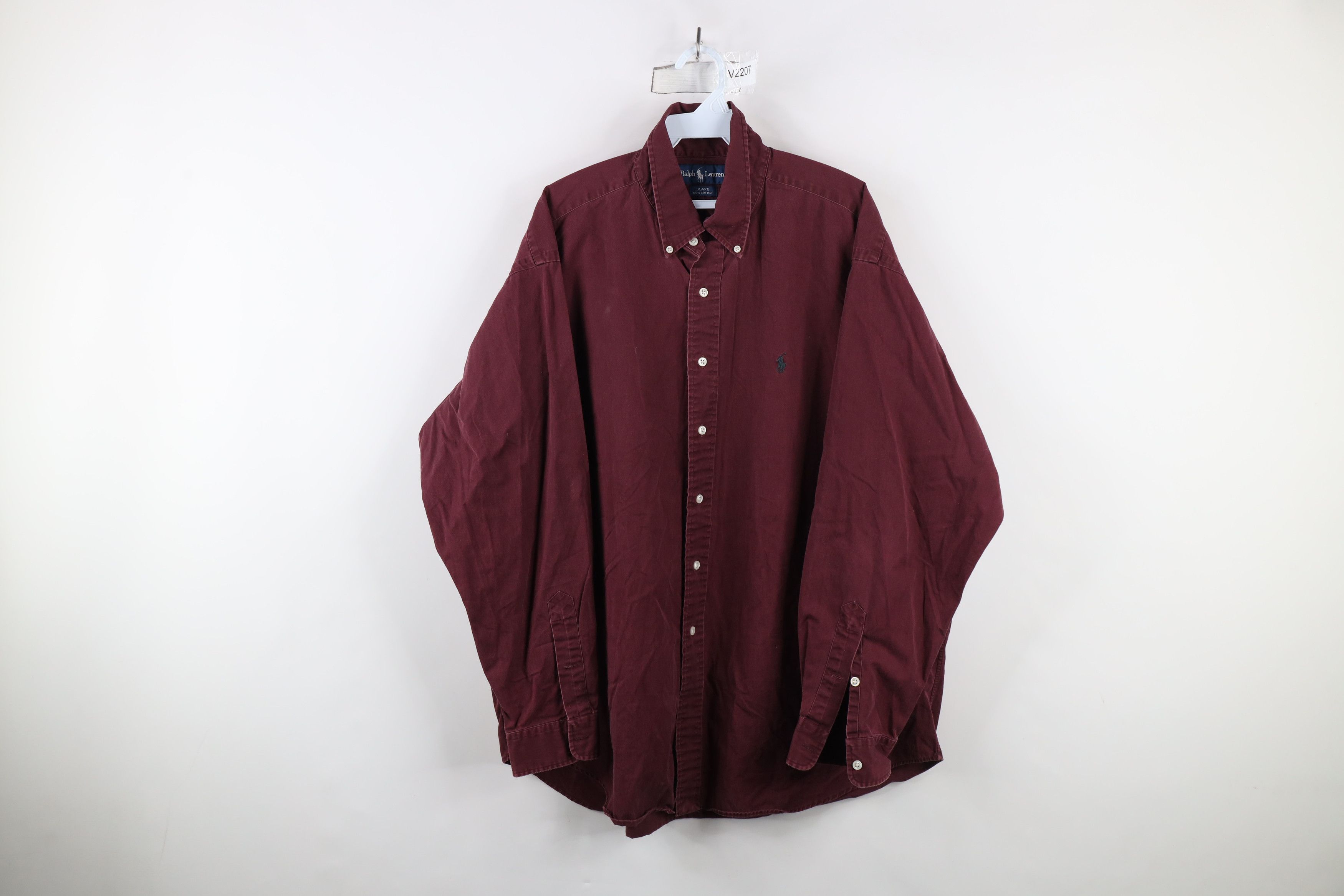 Polo Ralph Lauren Vintage 90s Ralph Lauren Collared Button Down Shirt Burgundy Size US XL / EU 56 / 4 - 1 Thumbnail