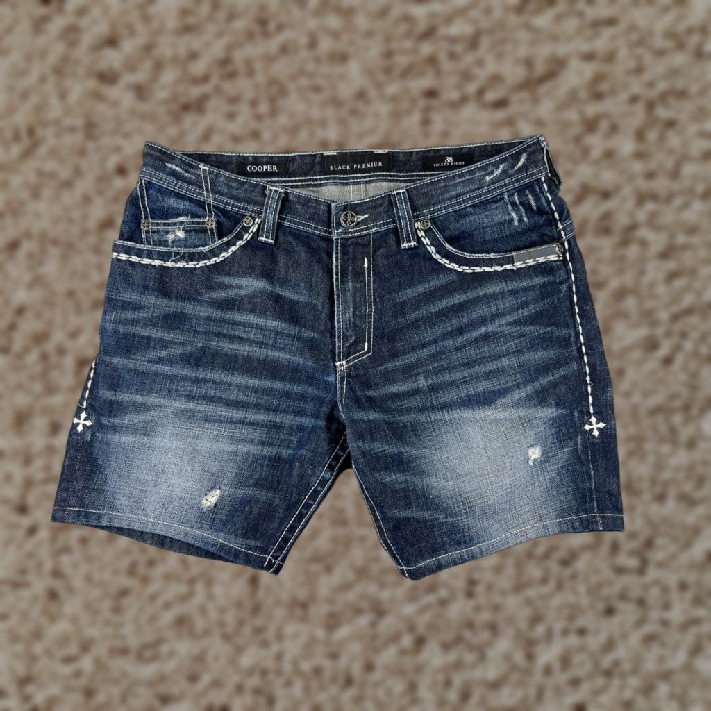 Affliction Affliction Men Shorts 38 Blue Denim Chino Cargo Pocket Regular Readable Vintage No 38x7 READ Size US 38 / EU 54 - 1 Thumbnail
