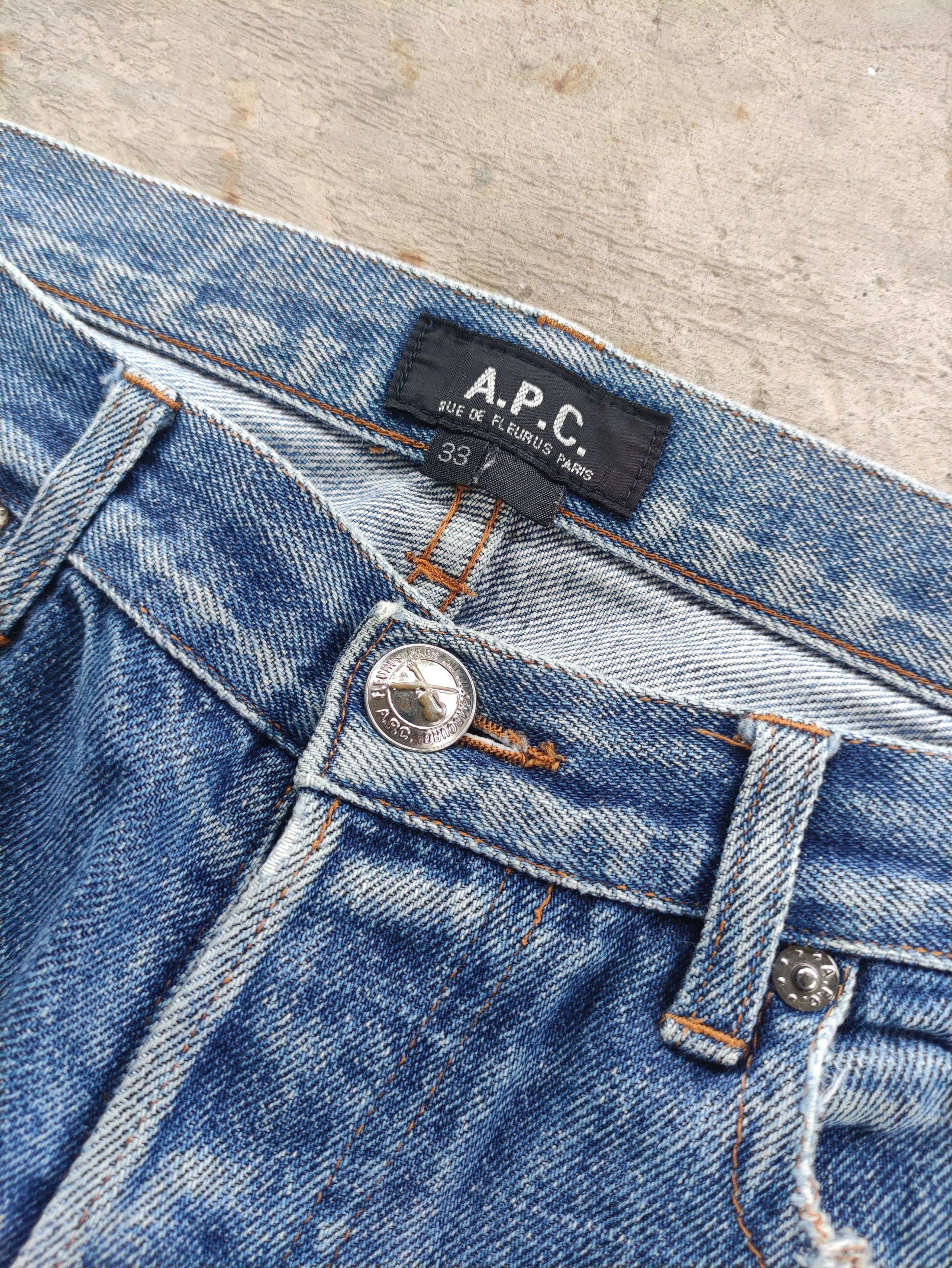 A.P.C. Vintage APC Button Selvedge Jean Distressed Faded Denim Size US 33 - 5 Thumbnail
