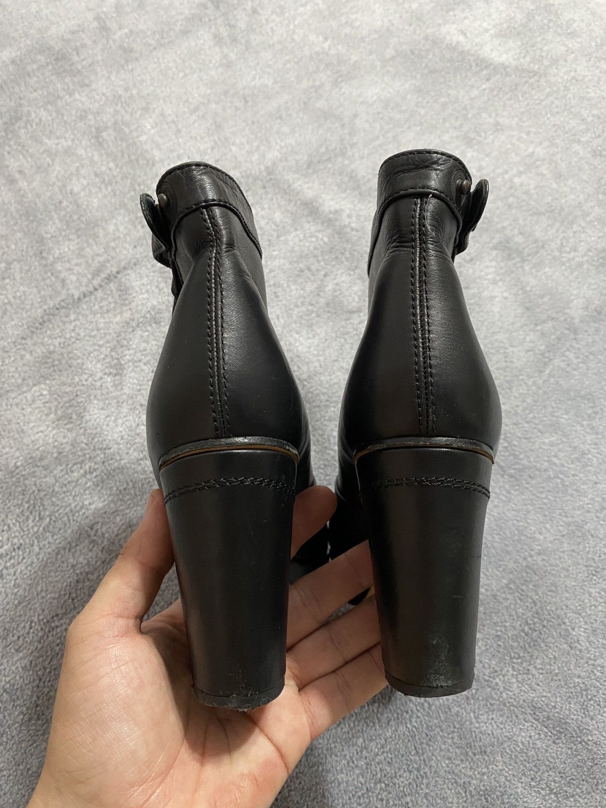 Acne Studios Vintage Black Leather Platform Ankle Boots Y2k