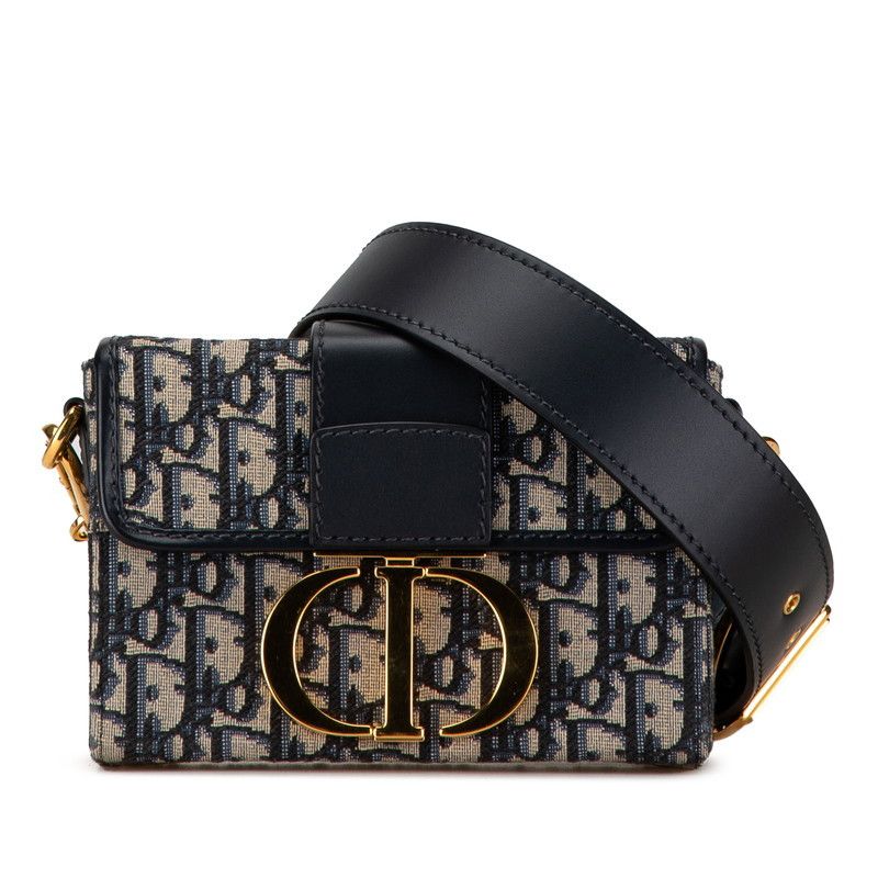 Dior Dior Oblique 30 Montaigne Leather Jacquard Shoulder Bag Leather Crossbody Bag in Blue, Women's