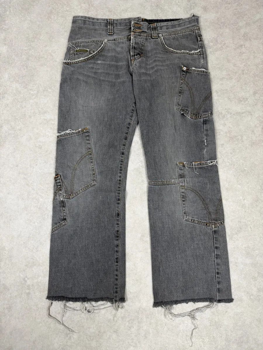 Dolce & Gabbana AW2004 Dolce & Gabbana Asymmetrical Grey Cargo Denim Jeans Size US 32 / EU 48 - 2 Thumbnail