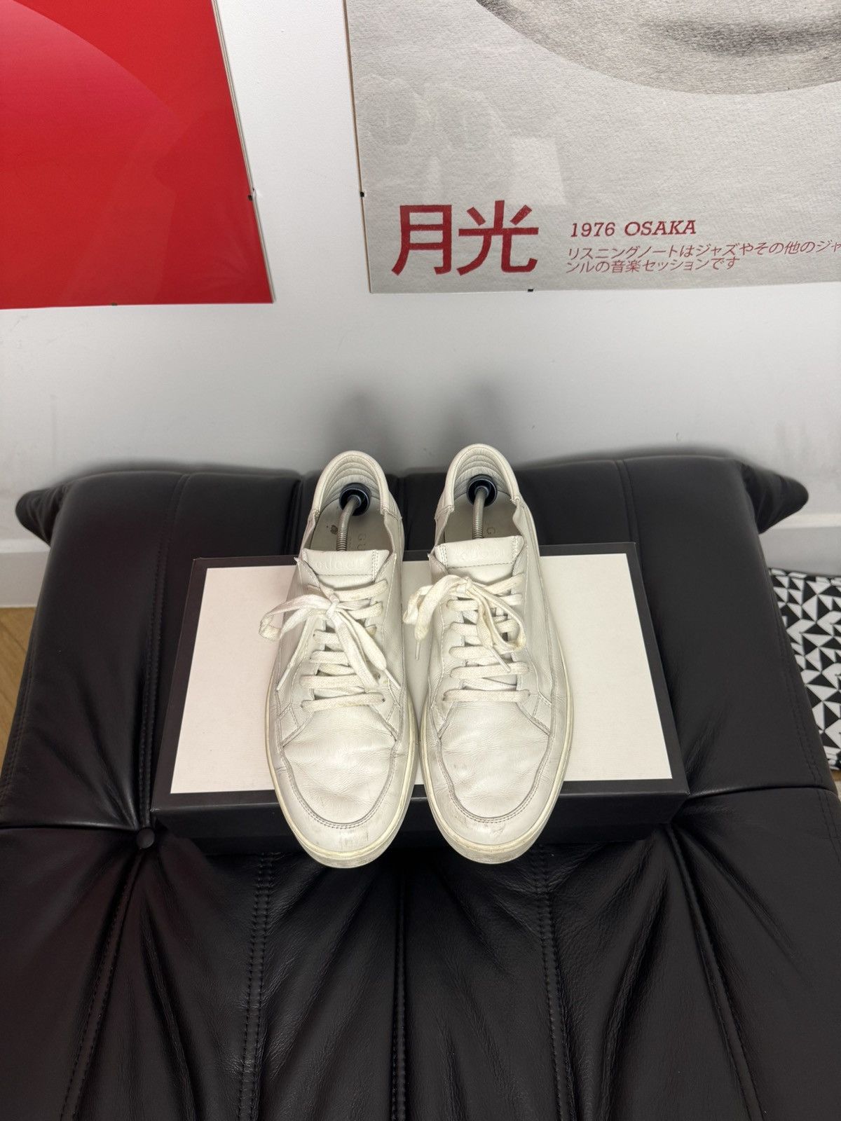 Gucci Gucci Low White Leather Sneakers Designer Luxury Hype Rare Size US 9.5 / EU 42-43 - 2 Thumbnail