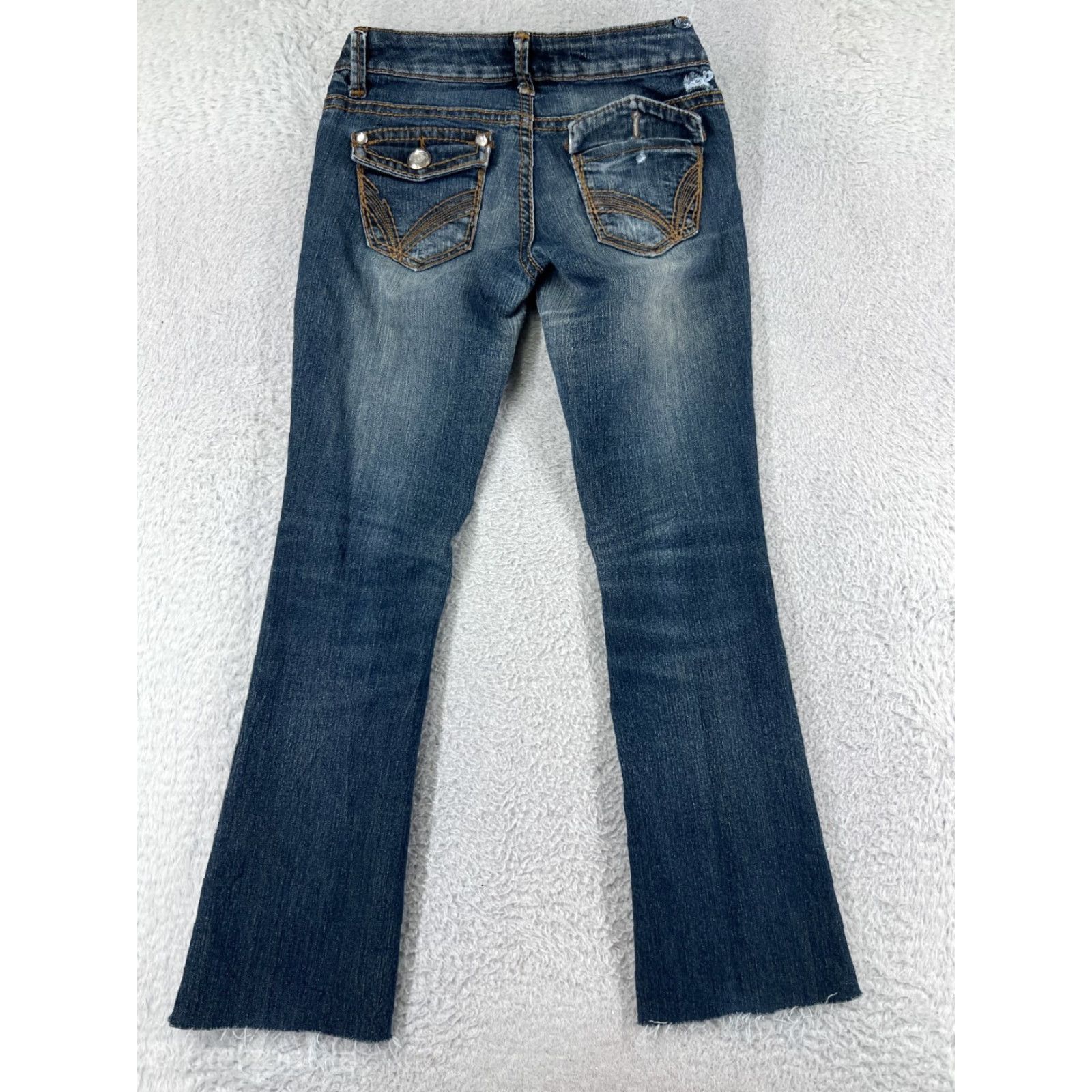 Vintage Bongo Jeans Women 3 Bootcut Blue Denim Cotton 5-Pocket Distressed Zipper Stretch Vintage: No (adjust to rules) Size 26" / US 2 / IT 38 - 2 Thumbnail