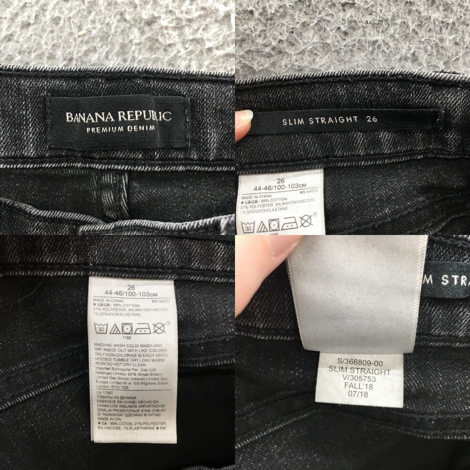 Banana Republic Banana Republic Slim Straight Jeans Womens 26 Black Cotton Blend 5-Pocket Regular Inseam 29in Modern Classic Mens Womens Boys Girls Size 26" / US 2 / IT 38 - 10 Thumbnail
