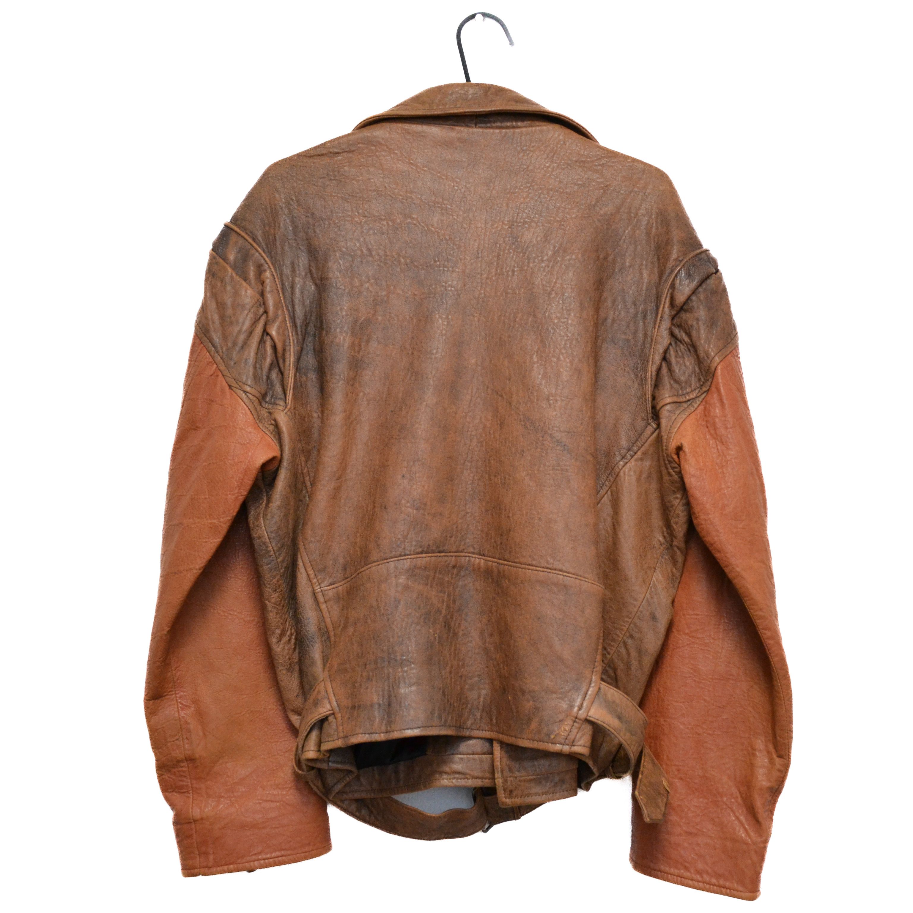 DKNY Vintage 80’ DKNY 100% Leather Men’s Brown Motorcycle Style Size US S / EU 44-46 / 1 - 6 Thumbnail