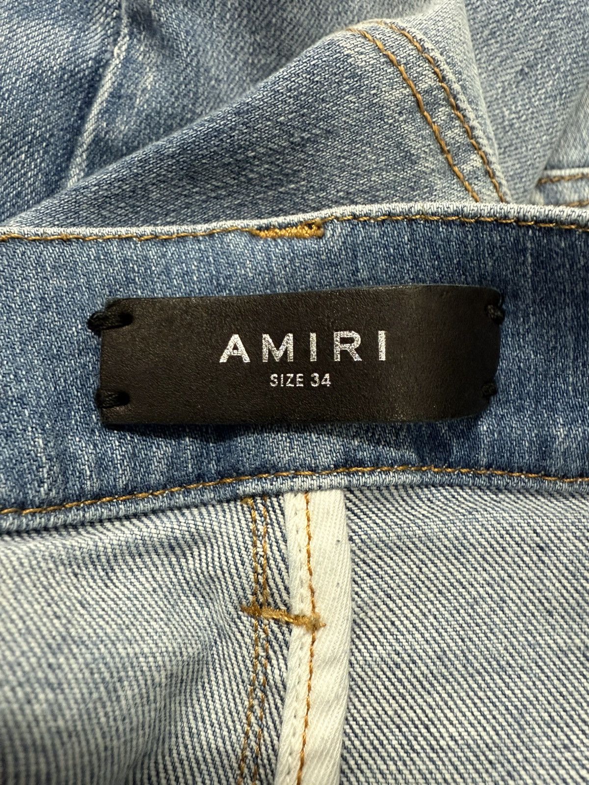 Amiri MX1 SKINNY JEANS CAMO PATCH JEANS LIGHT BLUE Size US 34 / EU 50 - 4 Thumbnail