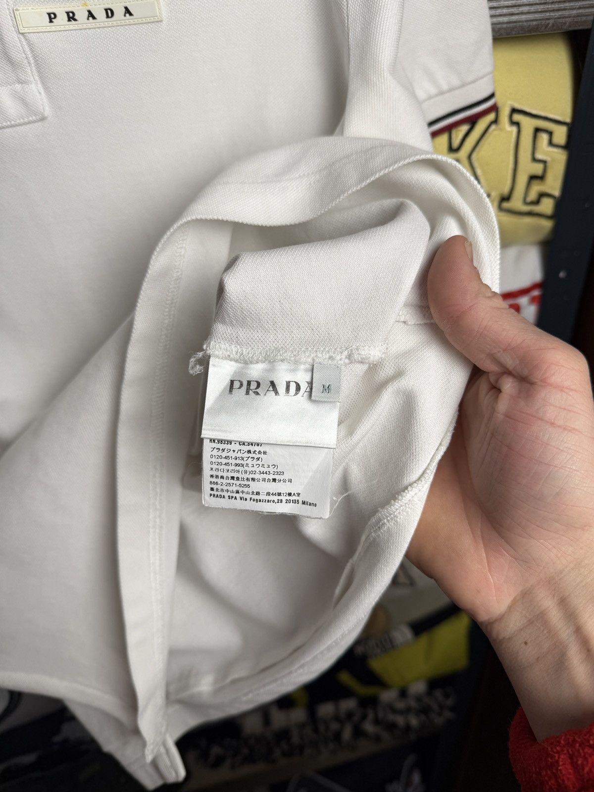 Prada Prada White Tab Polo T Shirt Luxury Size US M / EU 48-50 / 2 - 7 Thumbnail