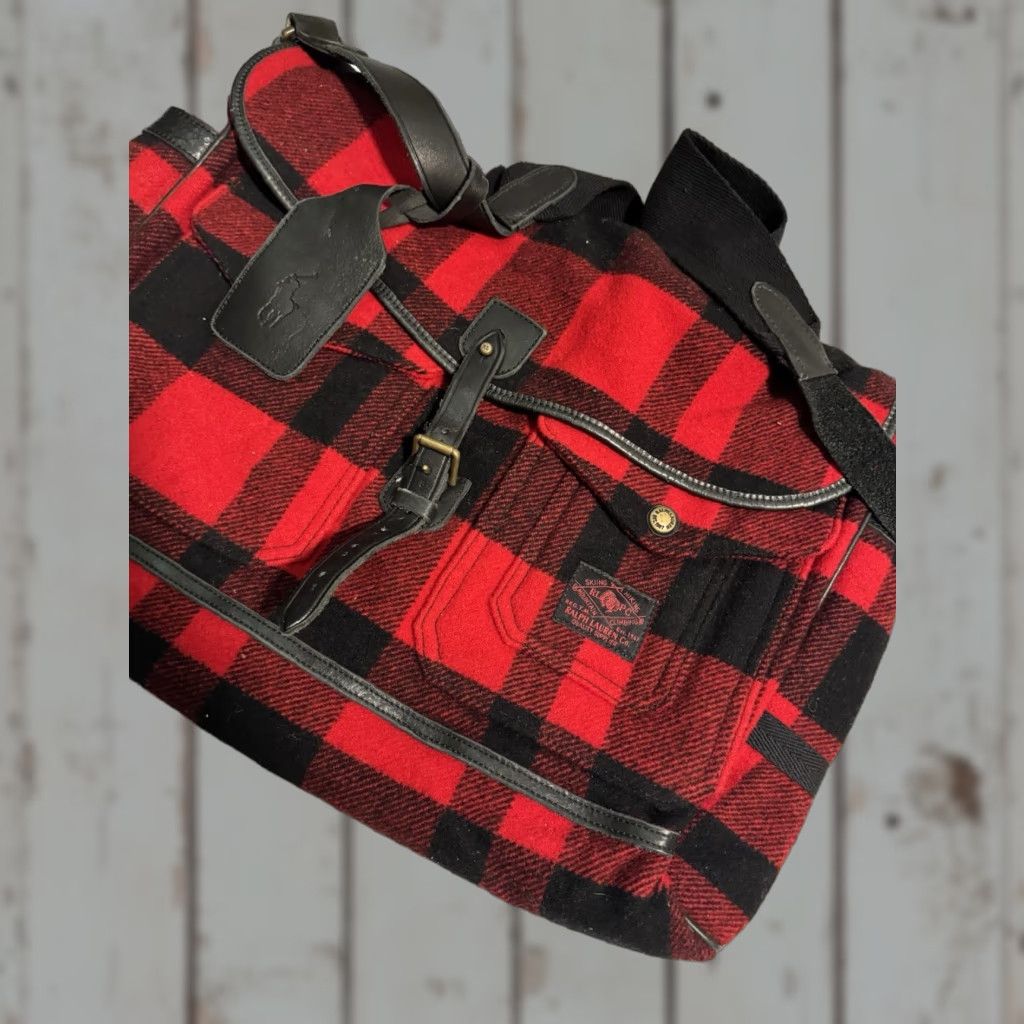 Polo Ralph Lauren VINTAGE Polo Ralph Lauren 100% Wool Buffalo Plaid Shoulder Bag RLPC 13x21 Mens Womens Size ONE SIZE - 1 Thumbnail