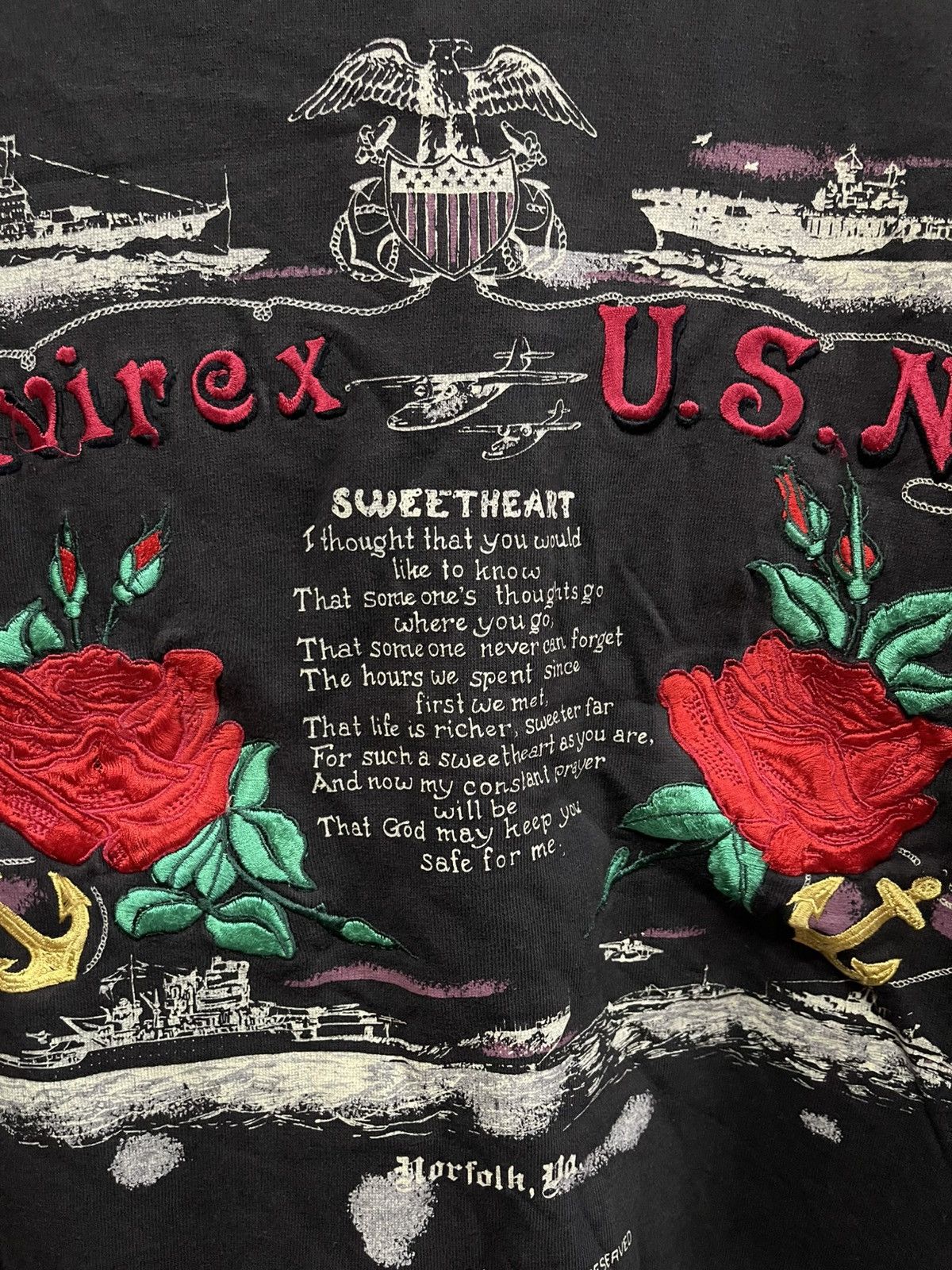 Avirex Vintage 90s Avirex USN embroidered roses sweatshirt🔥🔥🔥 Size US S / EU 44-46 / 1 - 5 Thumbnail