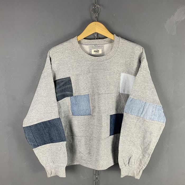 Japanese Brand Mat Quotidien Patch Work Used Fabric Sweatshirt