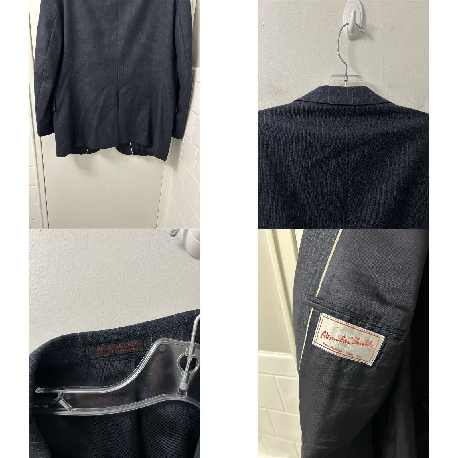 Vintage VINTAGE Alexander Shields Blazer Mens 43S Navy Pinstripe 100% Wool Sport Coat Jacket Size 46R - 8 Thumbnail