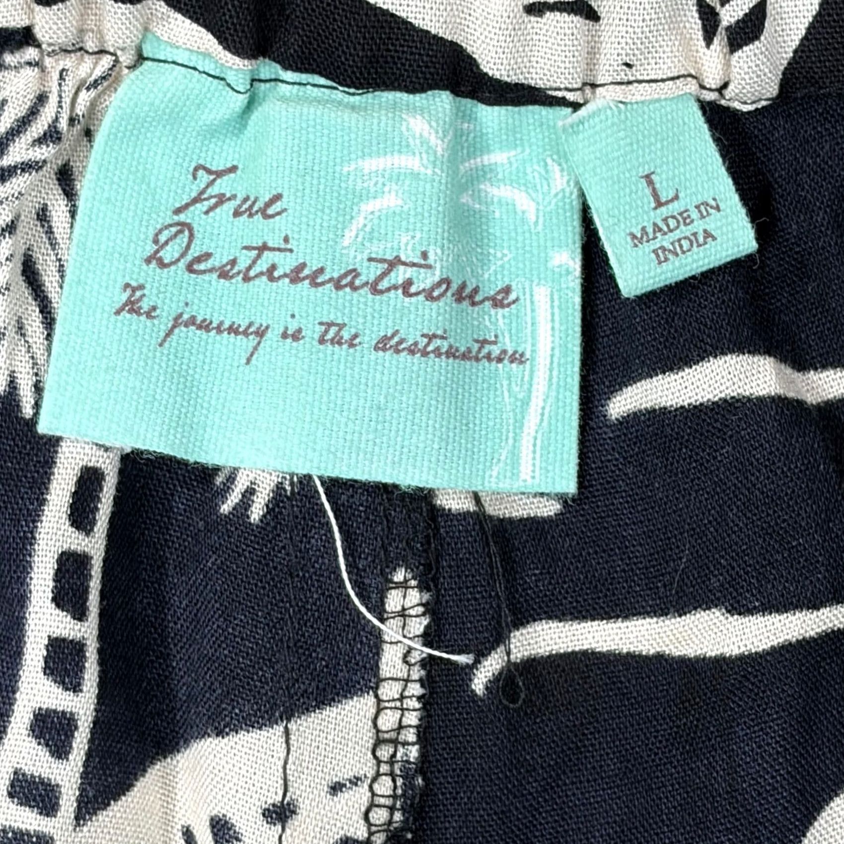 Vintage VINTAGE? NO — True Destinations Tropical Palm Tree Print Wide Leg Rayon Pants Black L Size 36" / US 14 / IT 50 - 7 Thumbnail