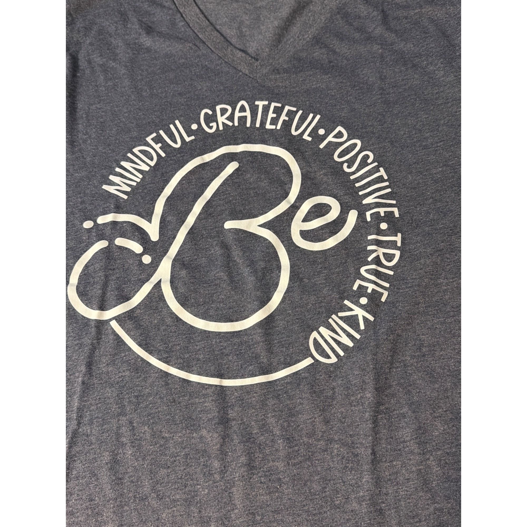 Other Bella Canvas Heather Blue V Neck T Shirt Be Mindful Grateful Size L / US 10 / IT 46 - 3 Thumbnail