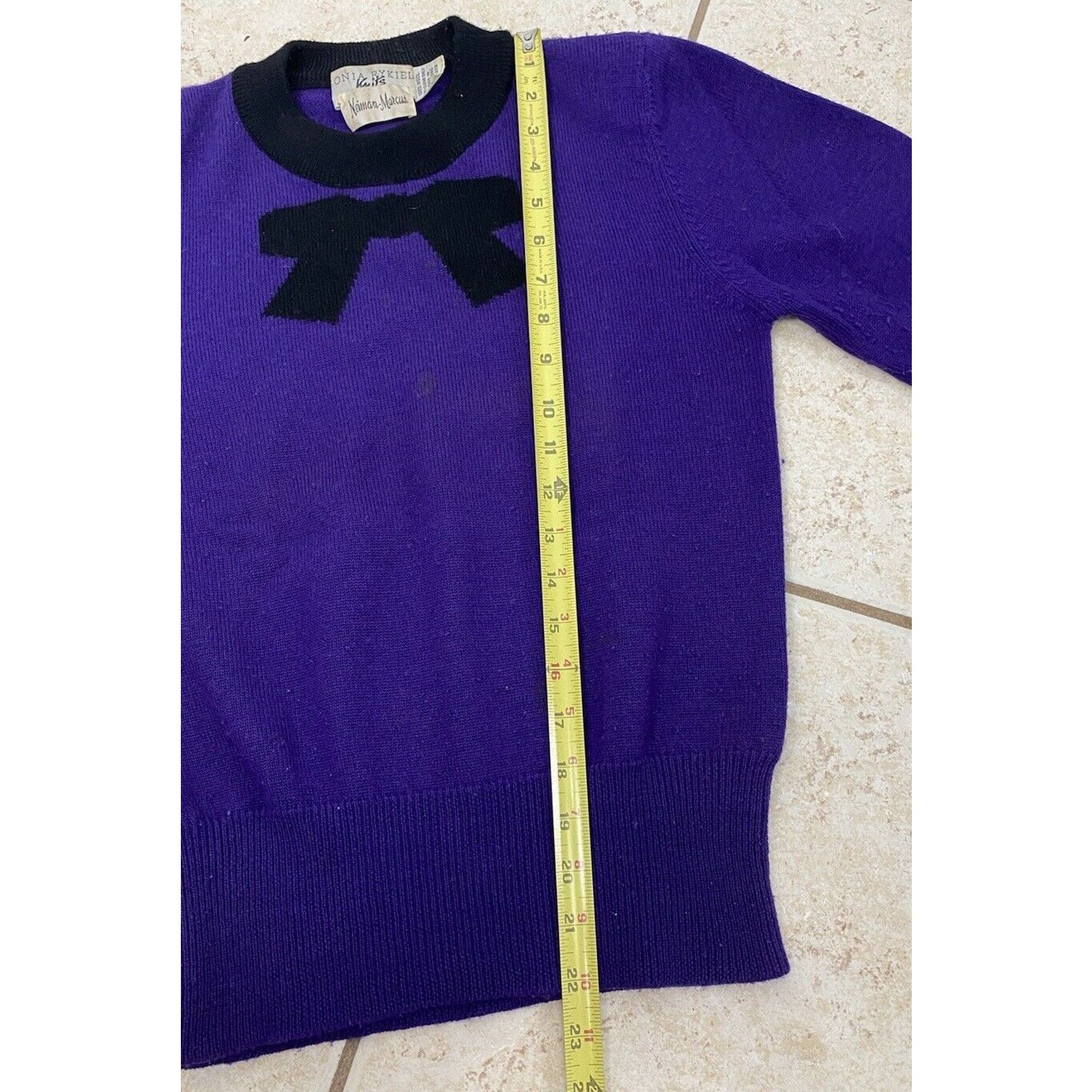 Sonia Rykiel VTG Sonia Rykiel Purple Black Bow Wool Long Sleeve Sweater Size S / US 4 / IT 40 - 9 Thumbnail