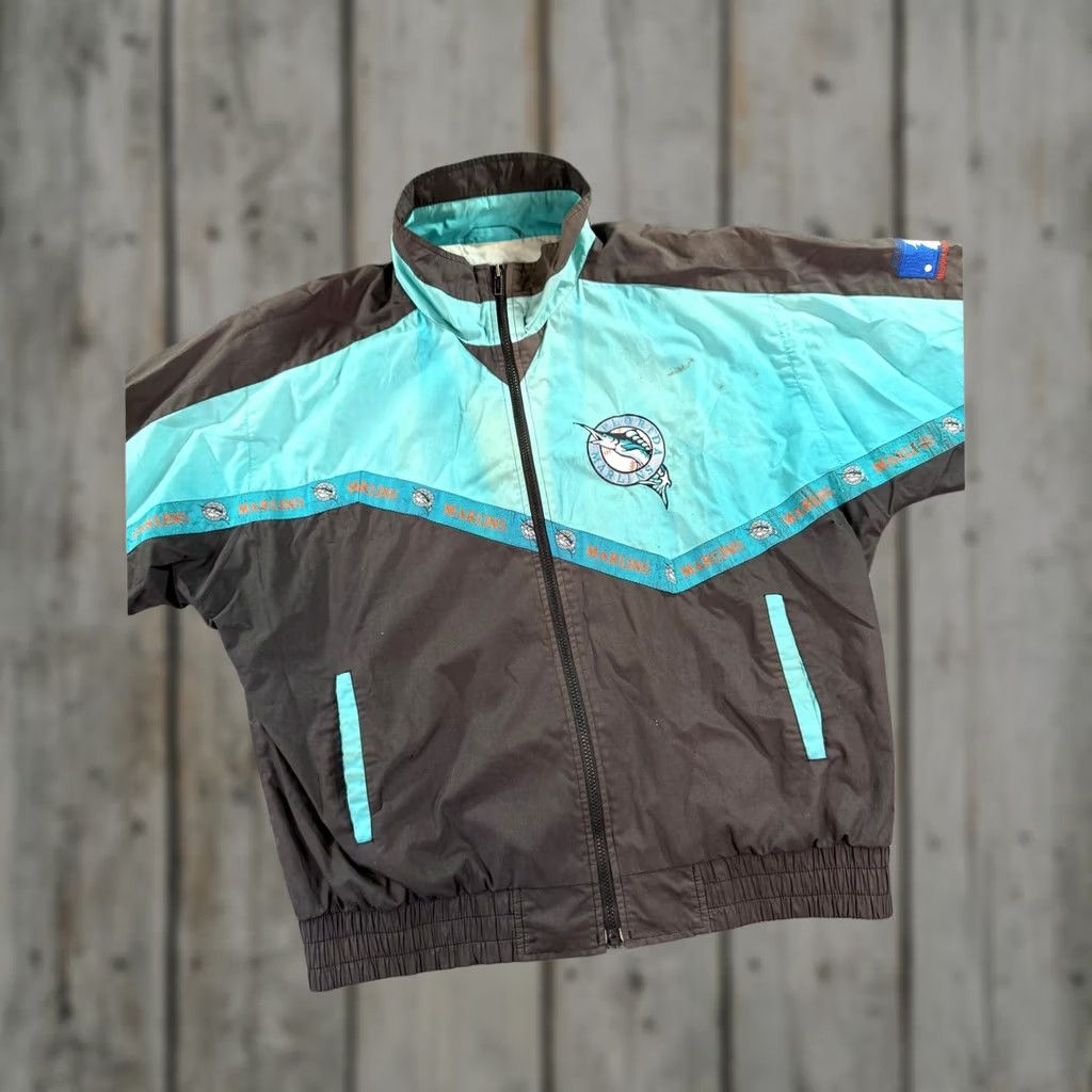 MLB VINTAGE Florida Marlins Windbreaker Jacket Mens XL Black Teal 90s MLB Baseball Size US XL / EU 56 / 4 - 1 Thumbnail