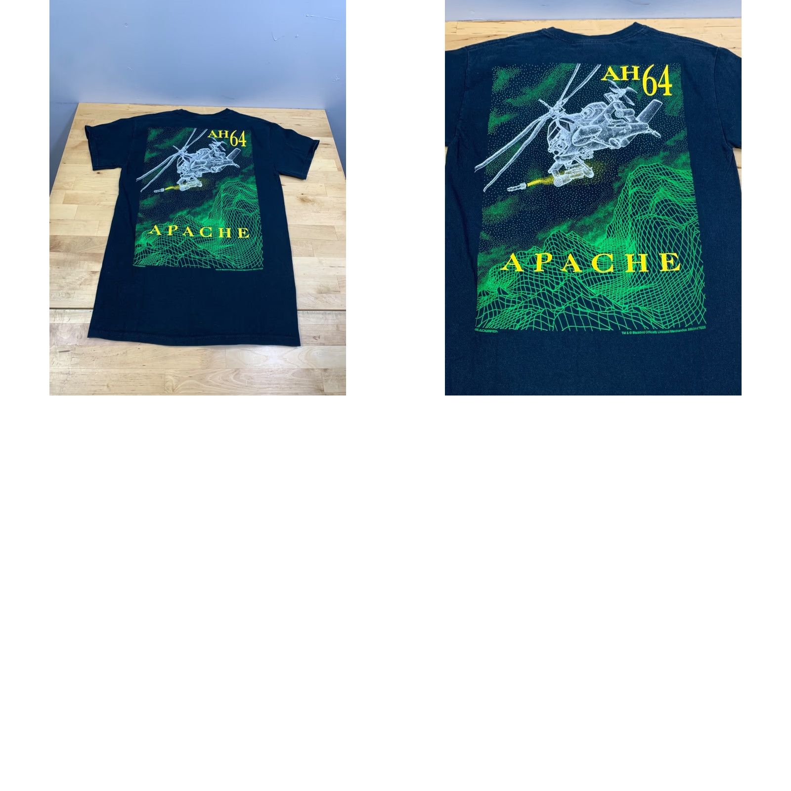 Gildan VINTAGE Apache AH 64 Helicopter Shirt Mens S Blackhawk Double-Sided T-Shirt Military Graphic Print Gildan 12040 Size US S / EU 44-46 / 1 - 8 Thumbnail