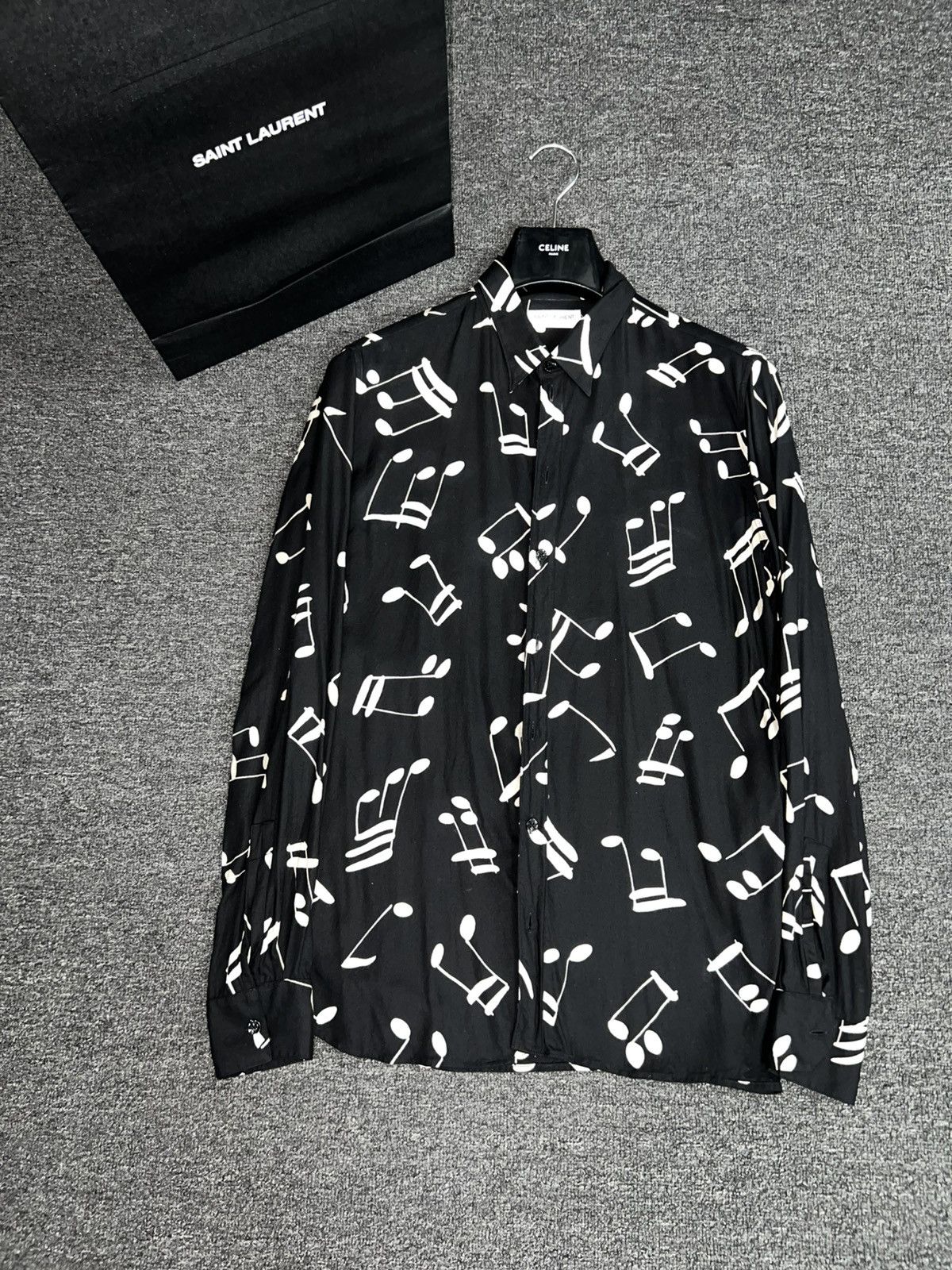 Hedi Slimane Saint Laurent Music Note Shirt Fw15 Size US M / EU 48-50 / 2 - 1 Thumbnail