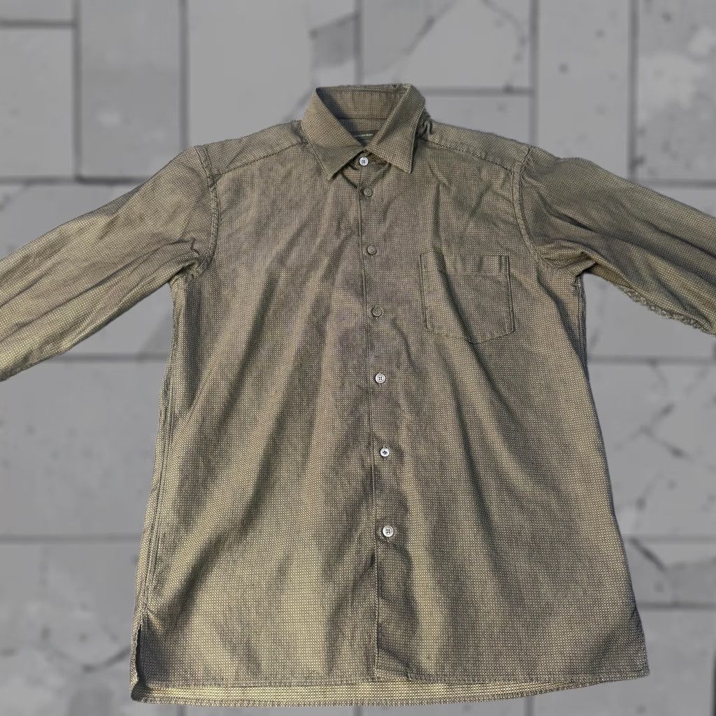 Ermenegildo Zegna Ermenegildo Zegna Shirt Mens Large Brown Green Long Sleeve Cotton Button Up Size US L / EU 52-54 / 3 - 1 Thumbnail