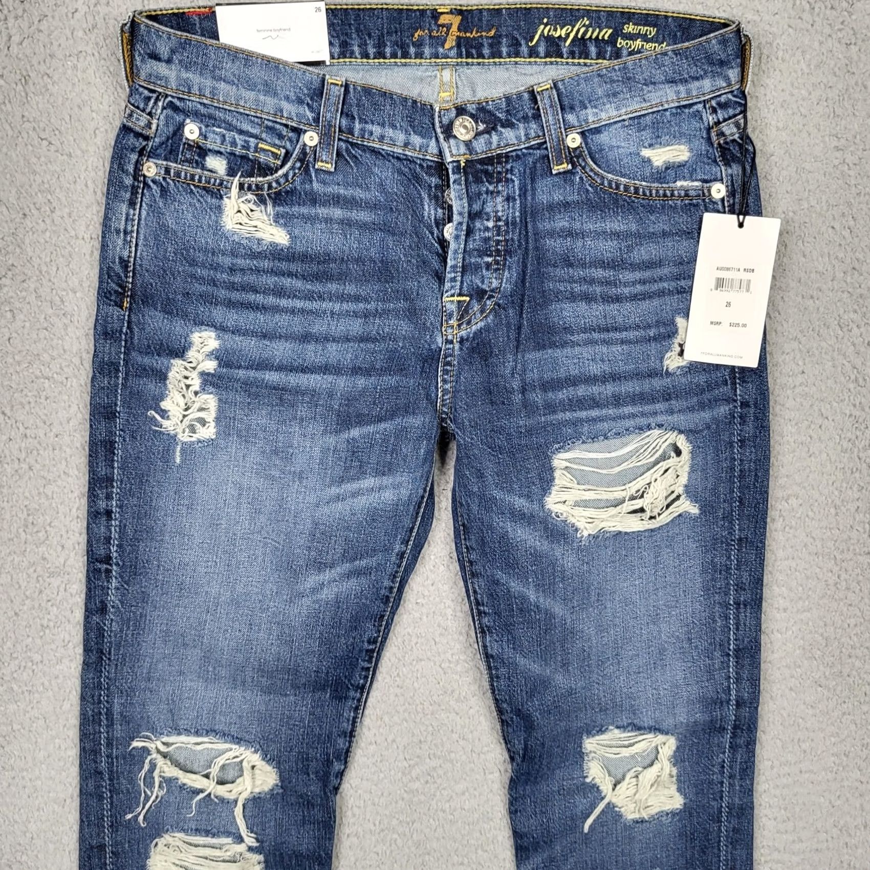 7 For All Mankind 7 For All Mankind Josefina Jeans Skinny Distressed Women's Size 26 Blue Denim 100% Cotton Regular Rise Mid 5-Pocket Womens Mens Size 26" / US 2 / IT 38 - 4 Thumbnail