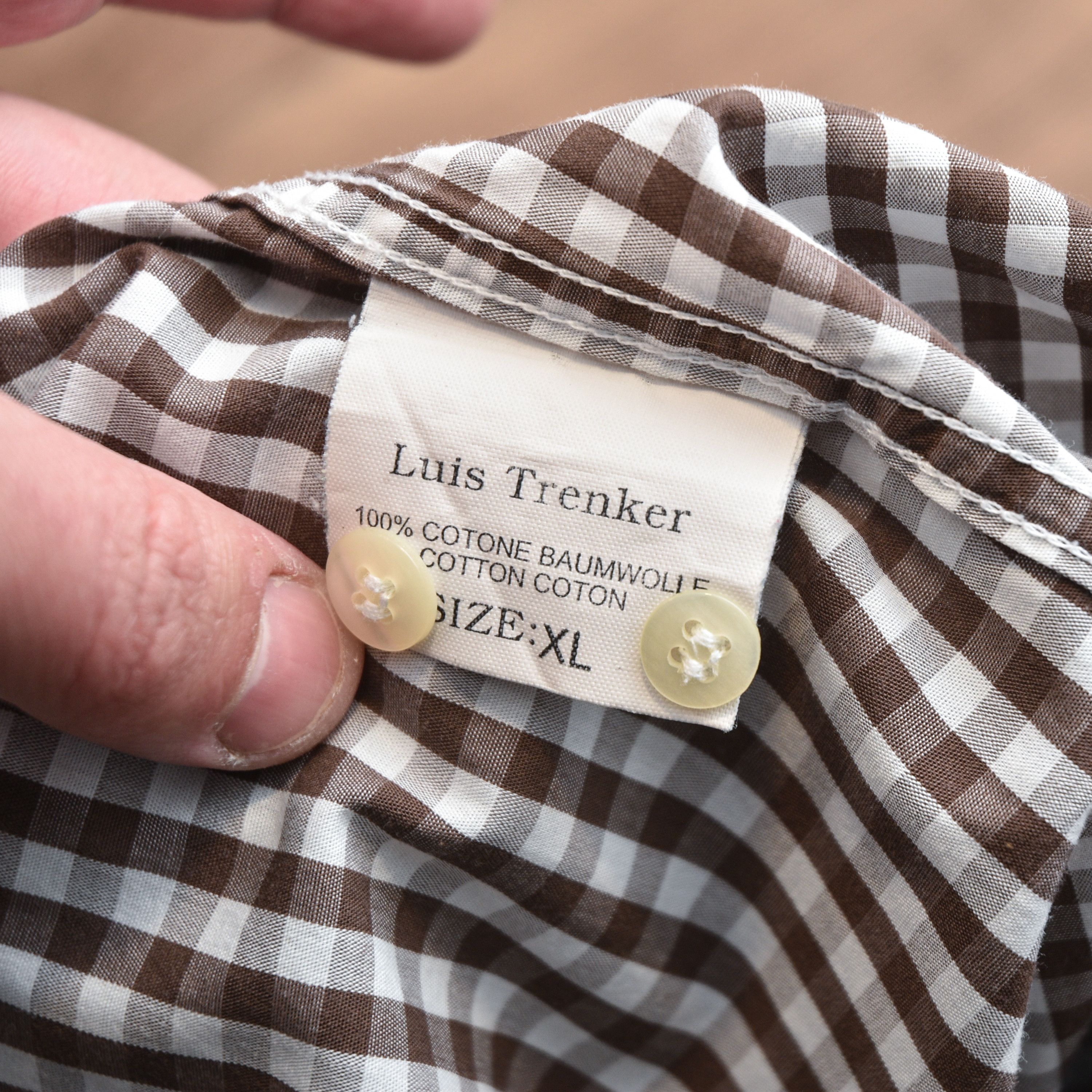 Man Made In Australia Luis Trenker Gingham Check Shirt Script Embroidery Logo Size US XL / EU 56 / 4 - 12 Thumbnail