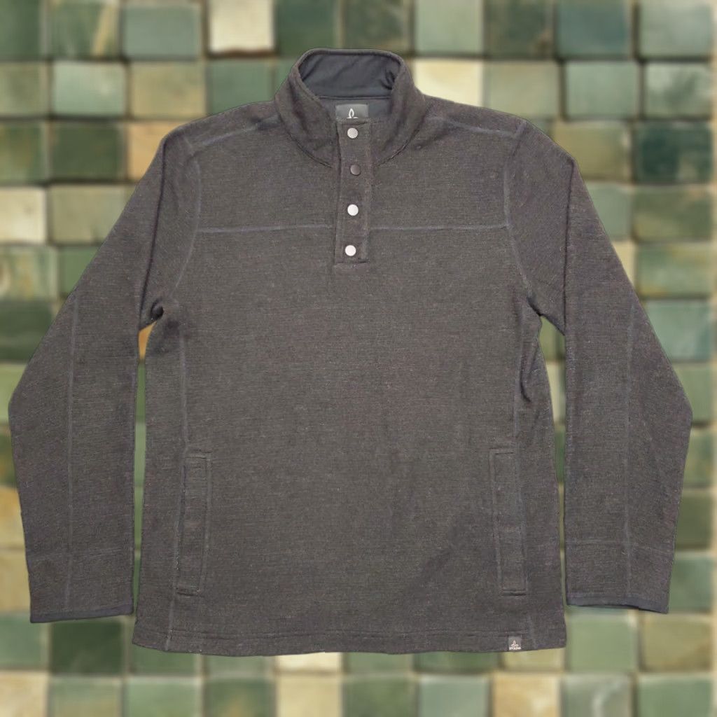Prana VINTAGE Prana Sweater Mens L Charcoal 1/4 Snap Wool Blend Pullover Long Sleeve Warm Size US L / EU 52-54 / 3 - 1 Thumbnail