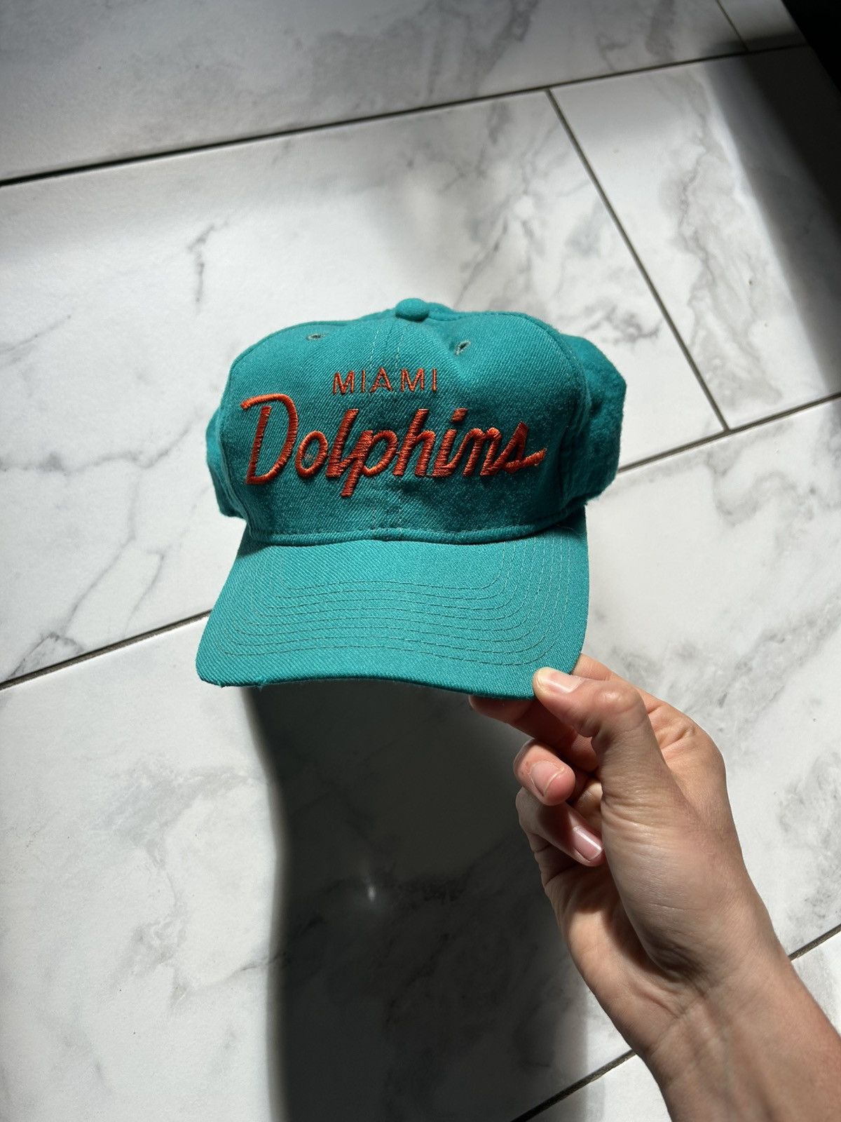 Sports Specialties 1980s Sports Specialties Miami Dolphins Script Wool Snapback Size ONE SIZE - 1 Thumbnail