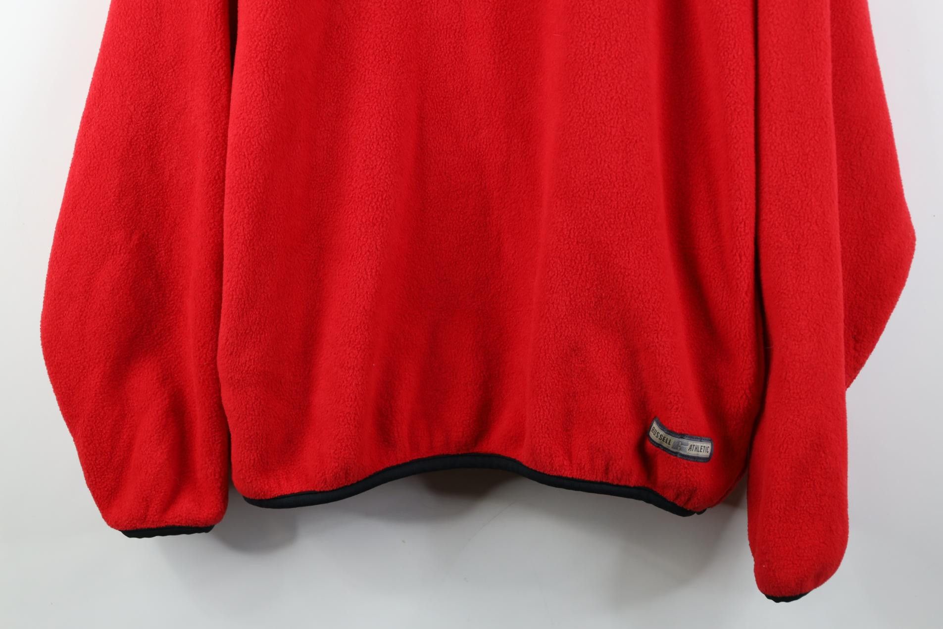Russell Athletic Vintage 90s Russell Athletic Button Fleece Sweater Red USA Size US L / EU 52-54 / 3 - 3 Thumbnail
